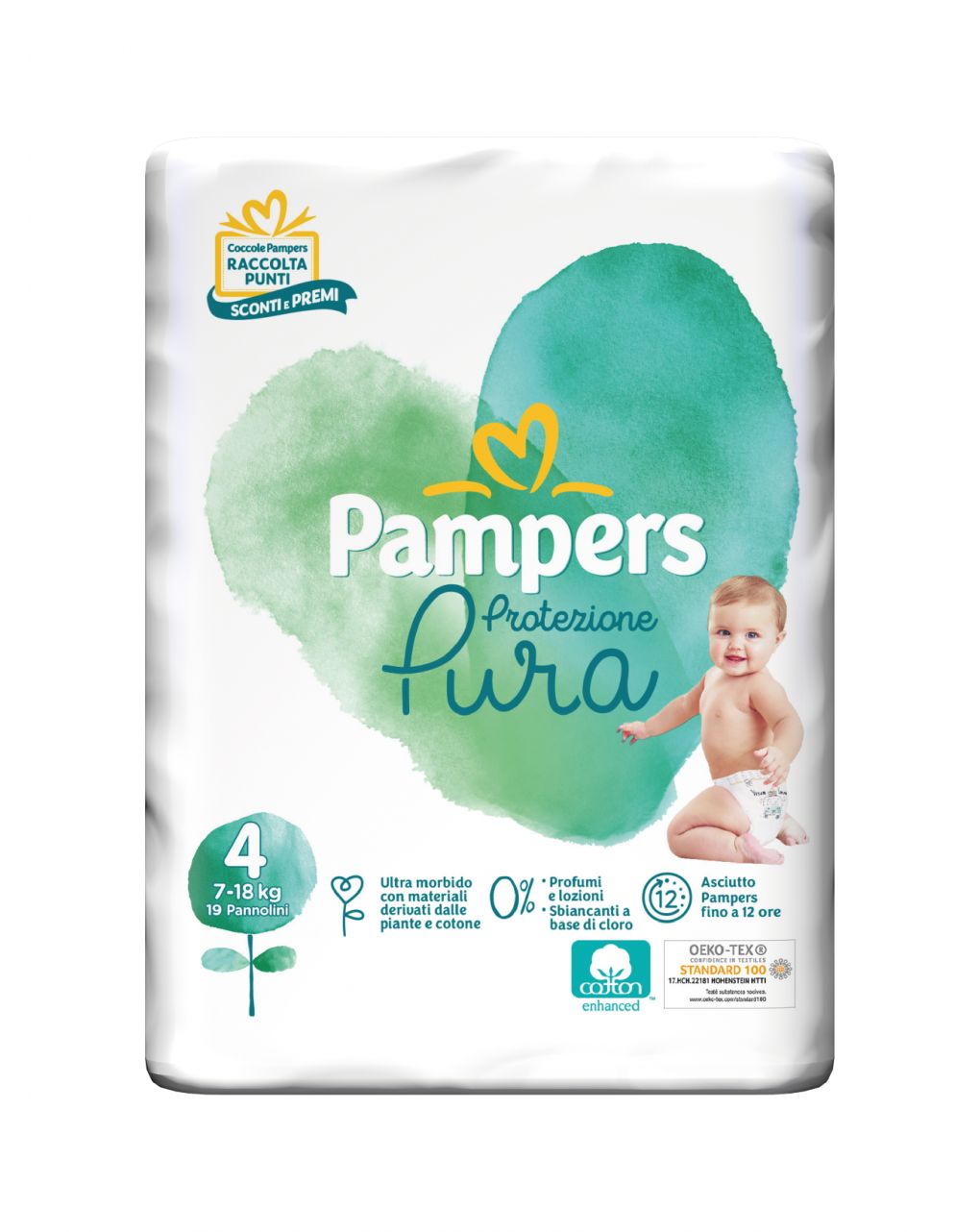 Pampers naturello 0% profumo, taglia 4 (7-18 kg) - 19 pz - Pampers