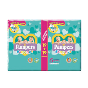 Pampers baby dry extralarge taglia 6+ (16+ kg) - 38 pz - Pampers