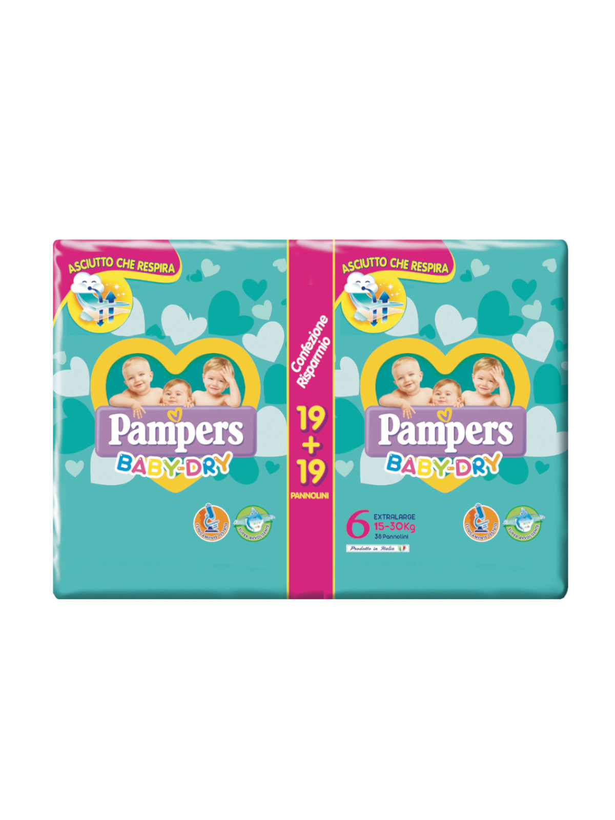 Pampers baby dry extralarge taglia 6+ (16+ kg) - 38 pz - Pampers