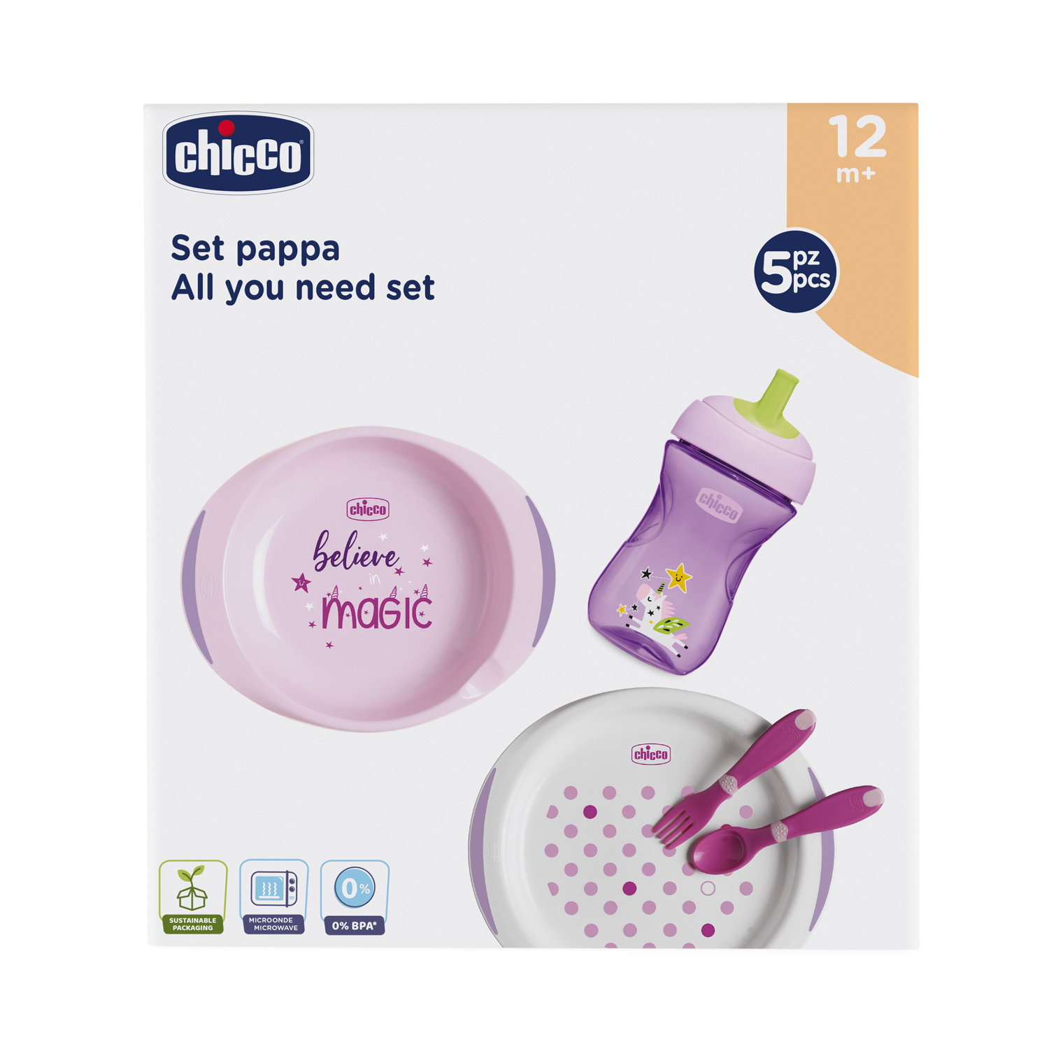 Chicco set pappa 12m+  rosa - Chicco
