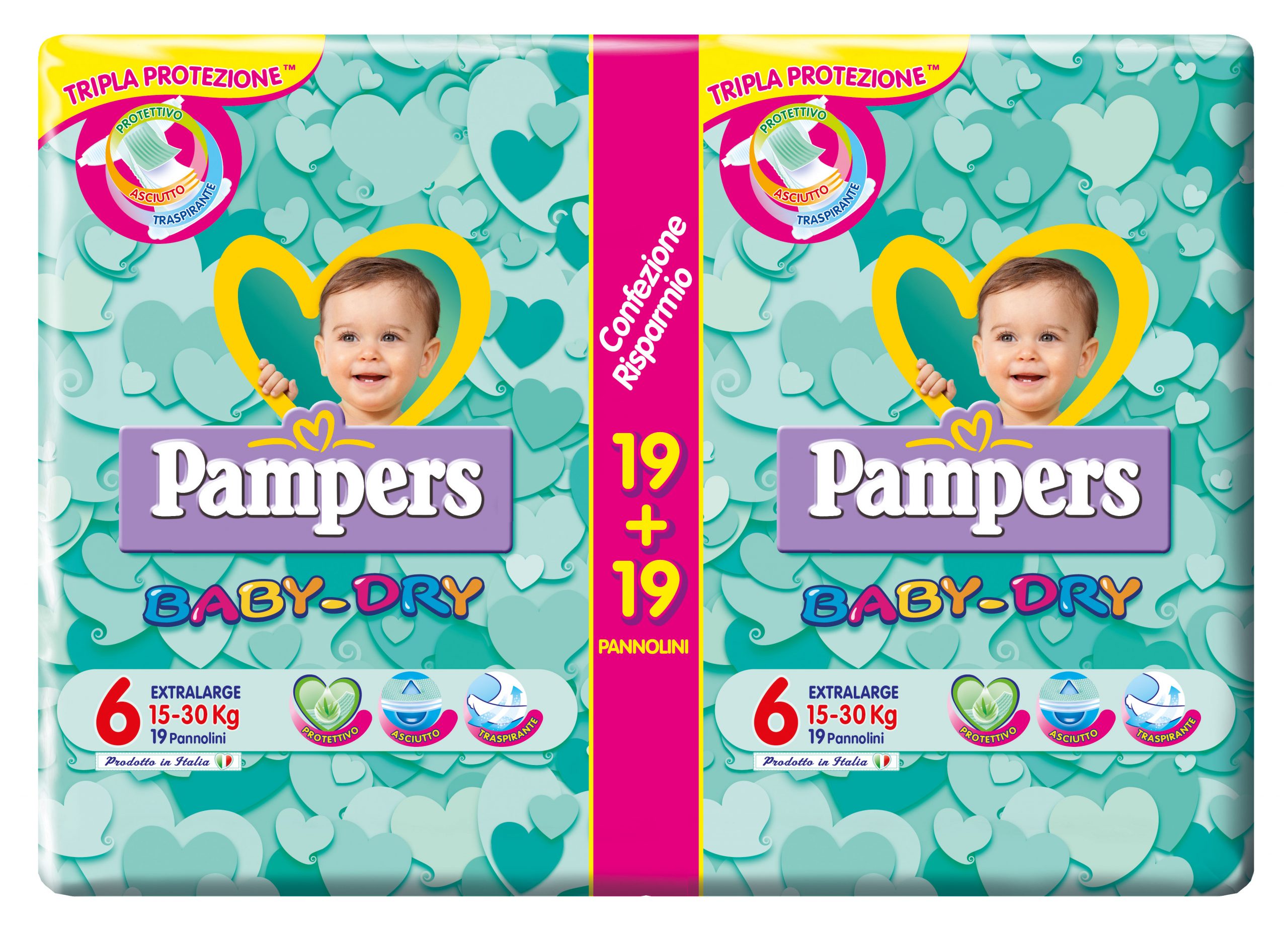 Pampers baby dry extralarge taglia 6+ (16+ kg) - 38 pz - Pampers