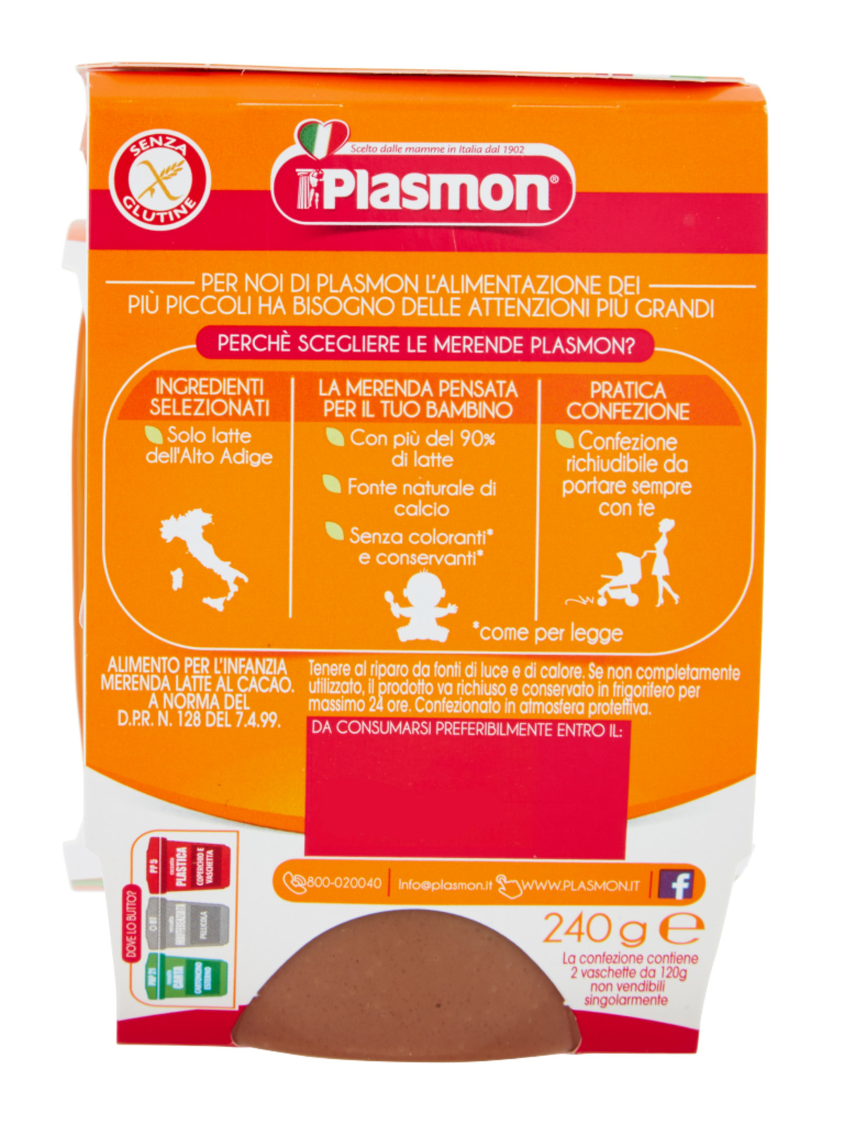 Plasmon - merenda latte cacao - 2x120g - PLASMON