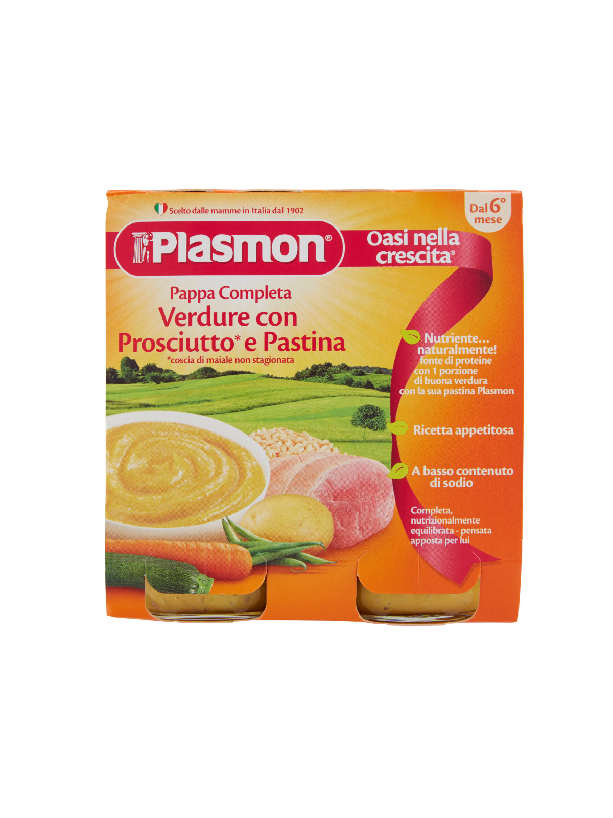 Plasmon - omogeneizzato pappe prosciutto - verdura - pastina - 2x190g - PLASMON