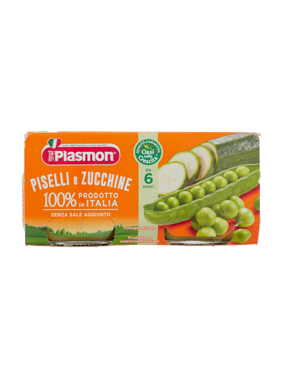 Plasmon - omogeneizzato piselli - zucchine - 2x80g - PLASMON