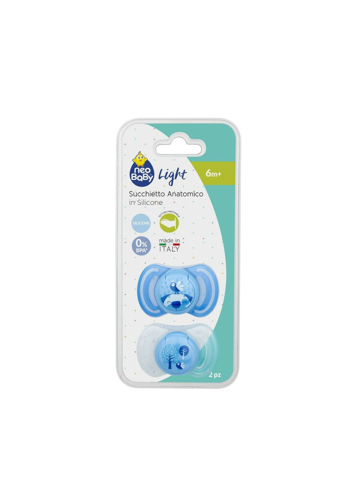 Succhietto anatomico silicone blu medio medio 2 pz <strong>colori assortiti</strong> - NEOBABY