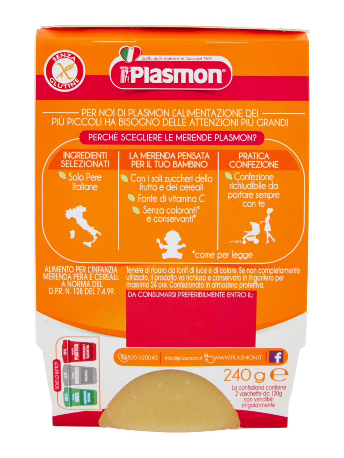 Plasmon - merende pera - cereali - 2x120g - PLASMON