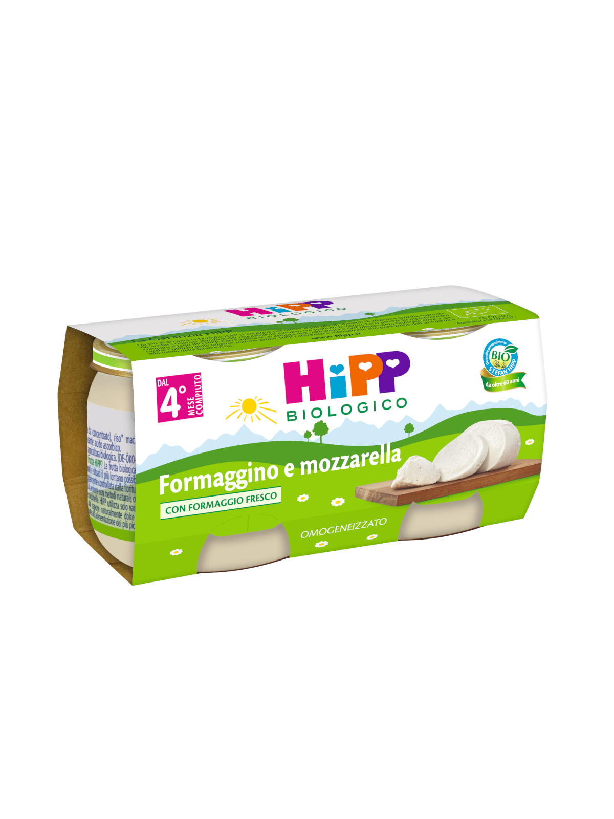 Hipp - omogeneizzato formaggino e mozzarella 2x80g - Hipp