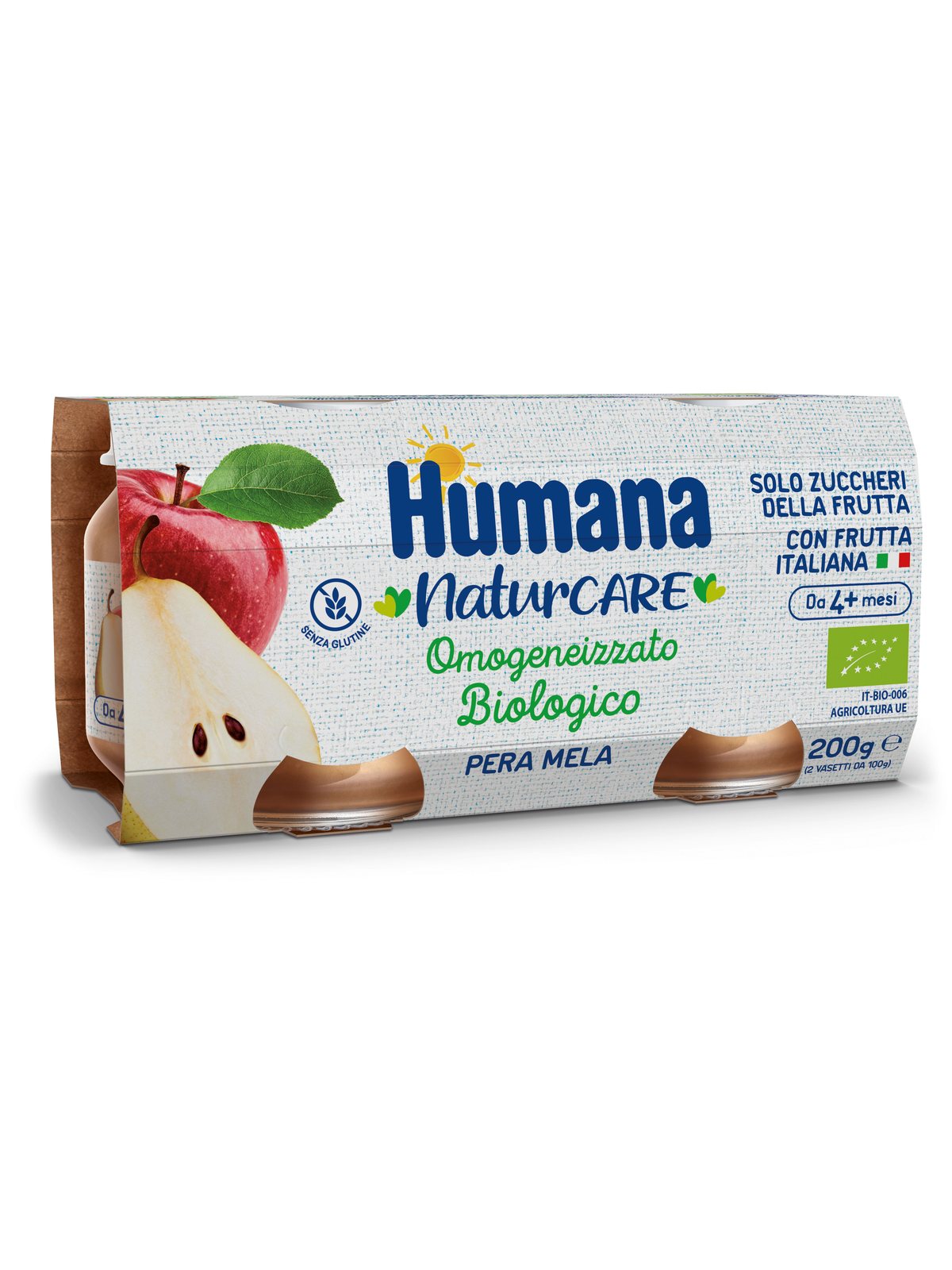 Humana omogeneizzato mela pera biologico 2x100 gr - Humana