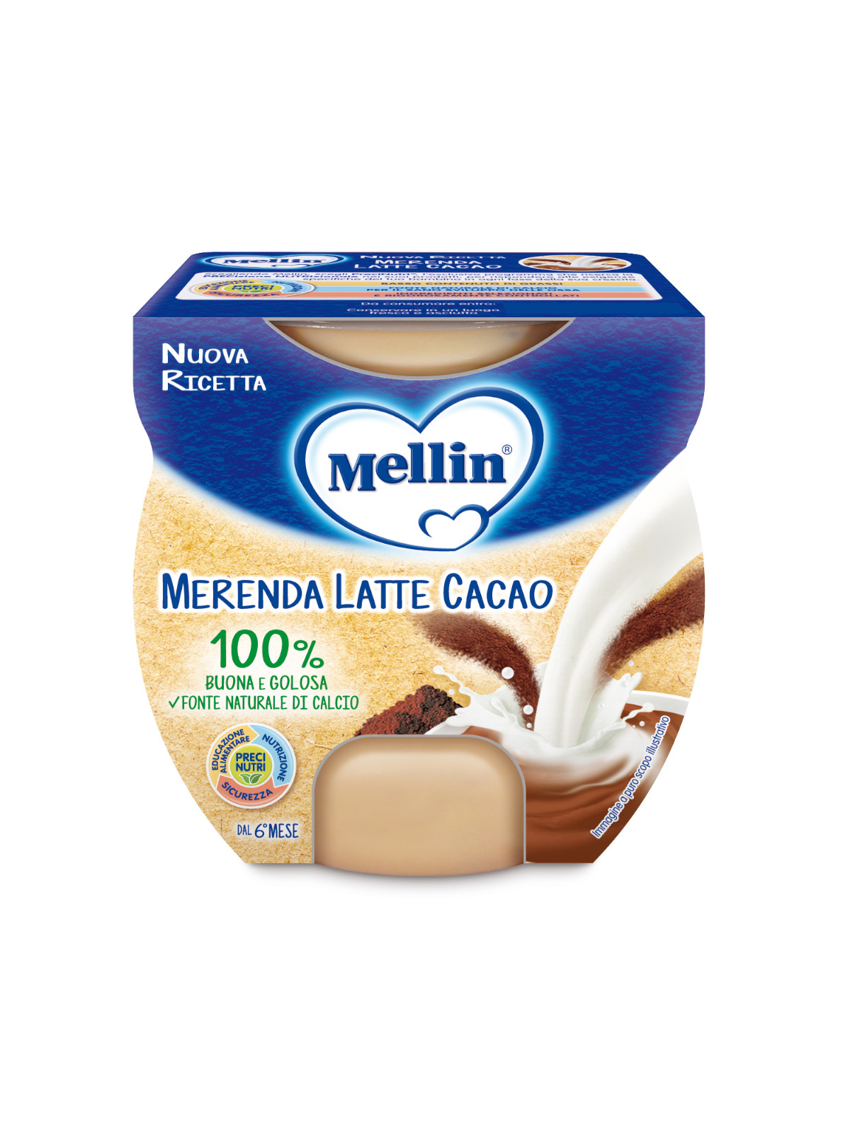 Mellin - merenda latte cacao 2x100 gr - Mellin