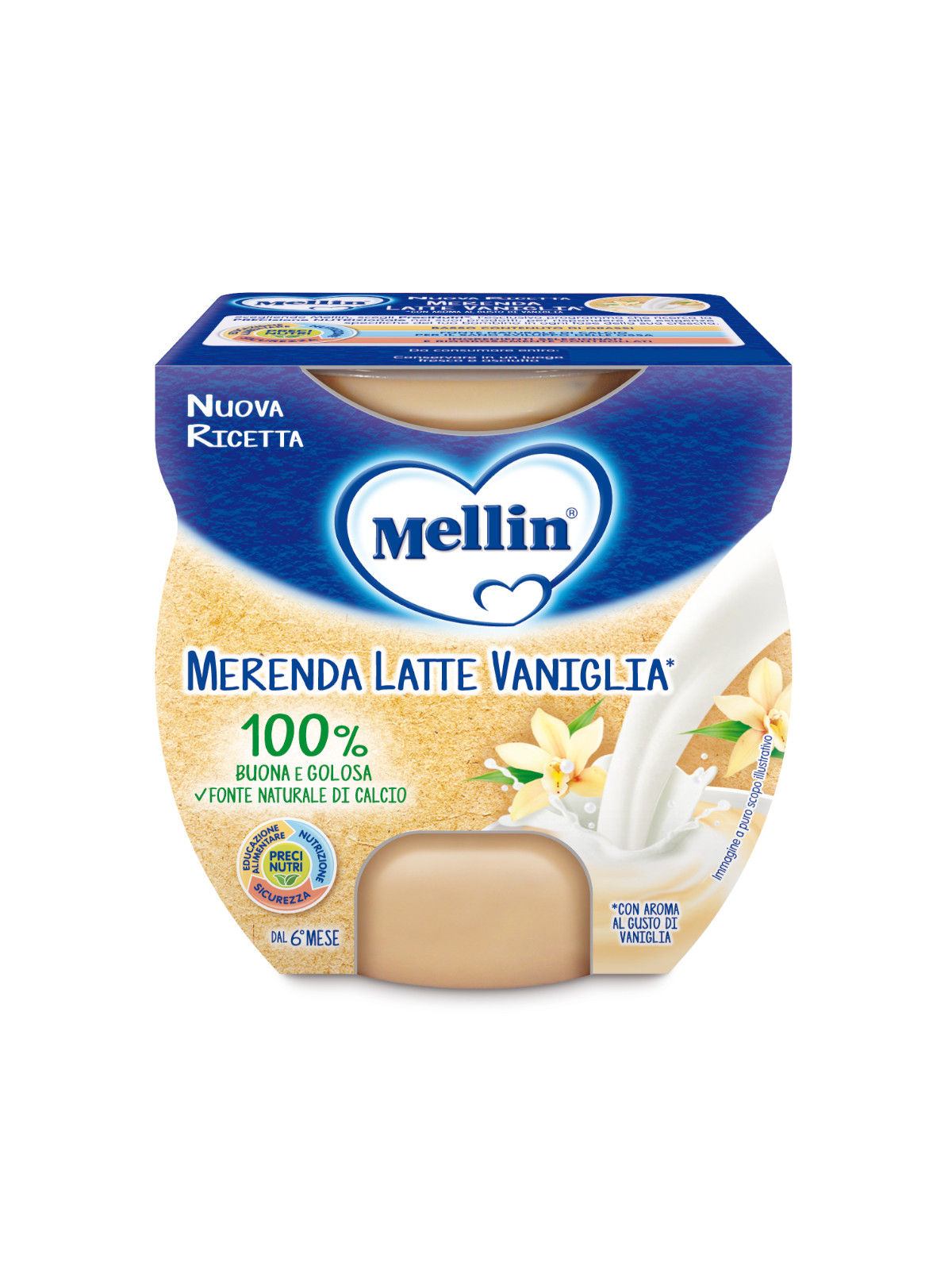 Mellin - merenda latte vaniglia 2x100 gr - Mellin