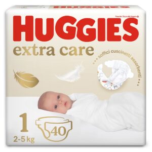 Huggies extra care bebè – pannolini taglia 1 (2-5 kg) – confezione da 40 pz - Huggies