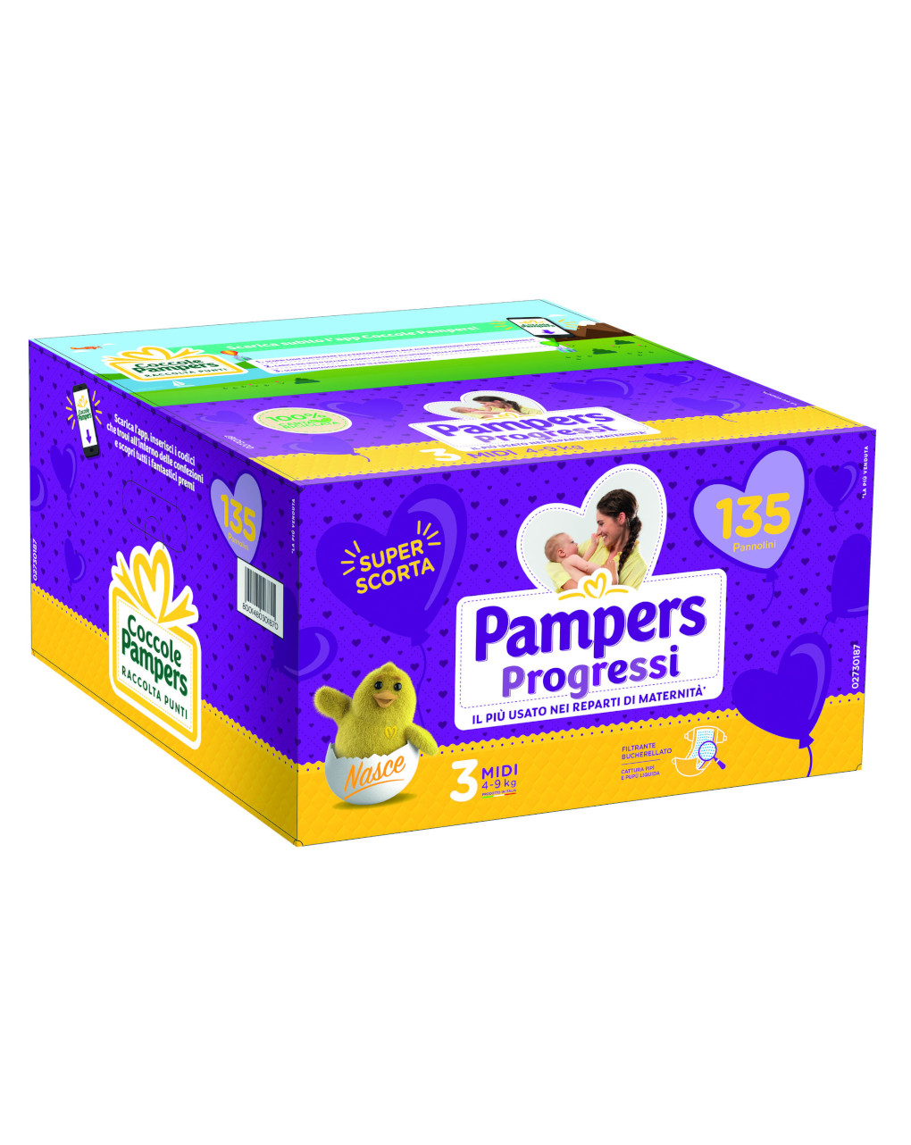 Pampers - pannolini progressi pentapack tg. 3 (135 pz) - Pampers