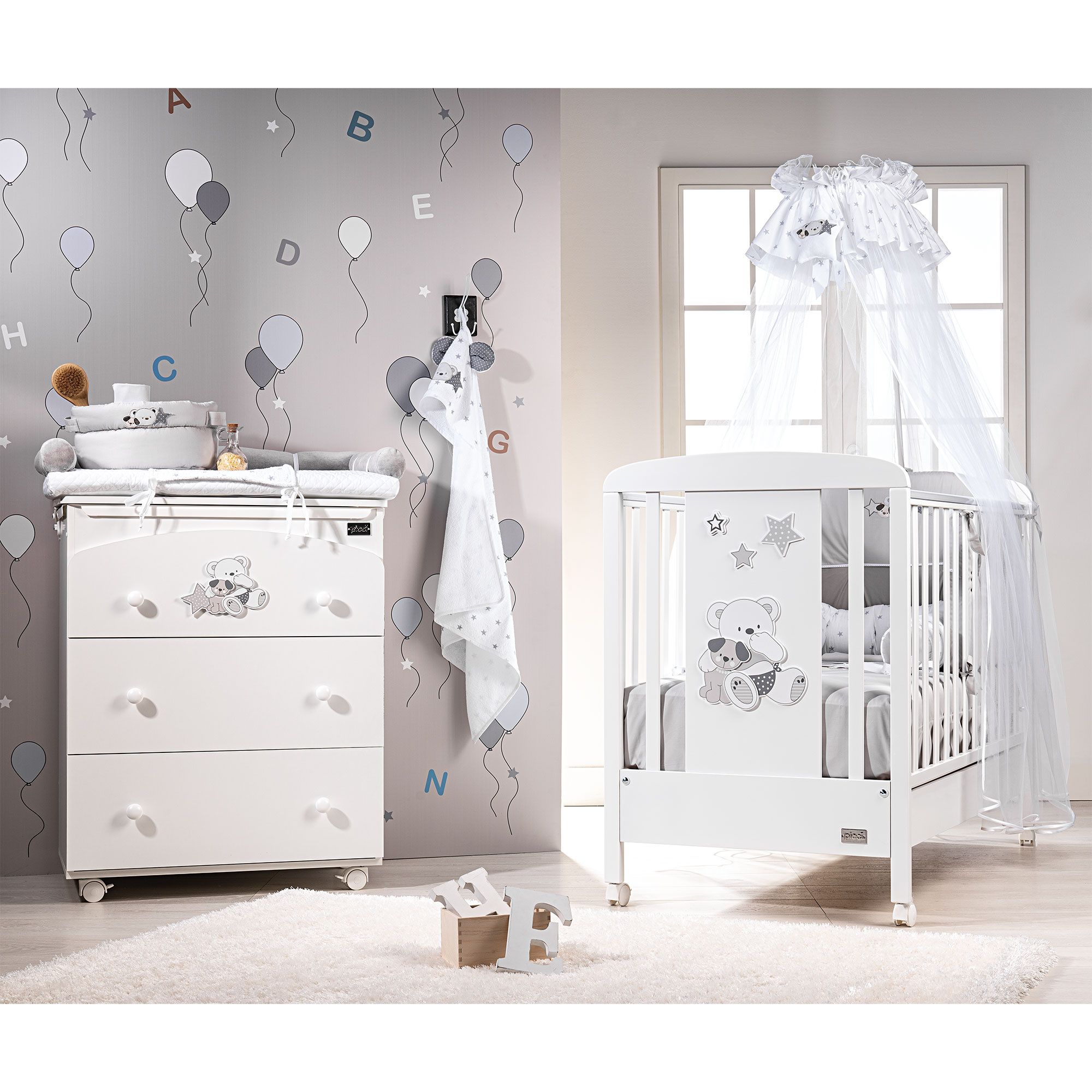 Picci letto orsetti valdo grigio/bianco con kit - Pcc