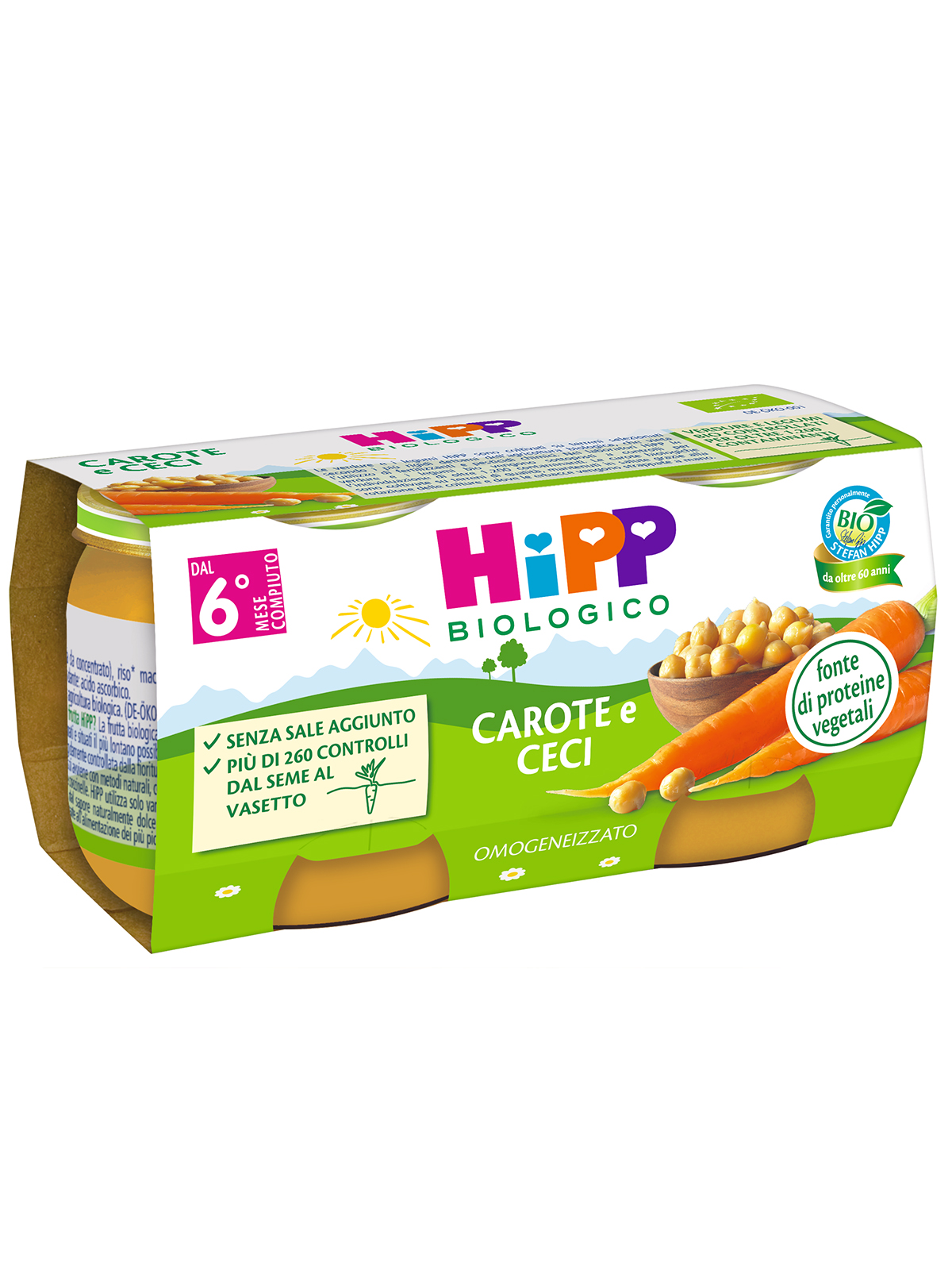 Hipp - omogeneizzato carote e ceci 2x80g - Hipp