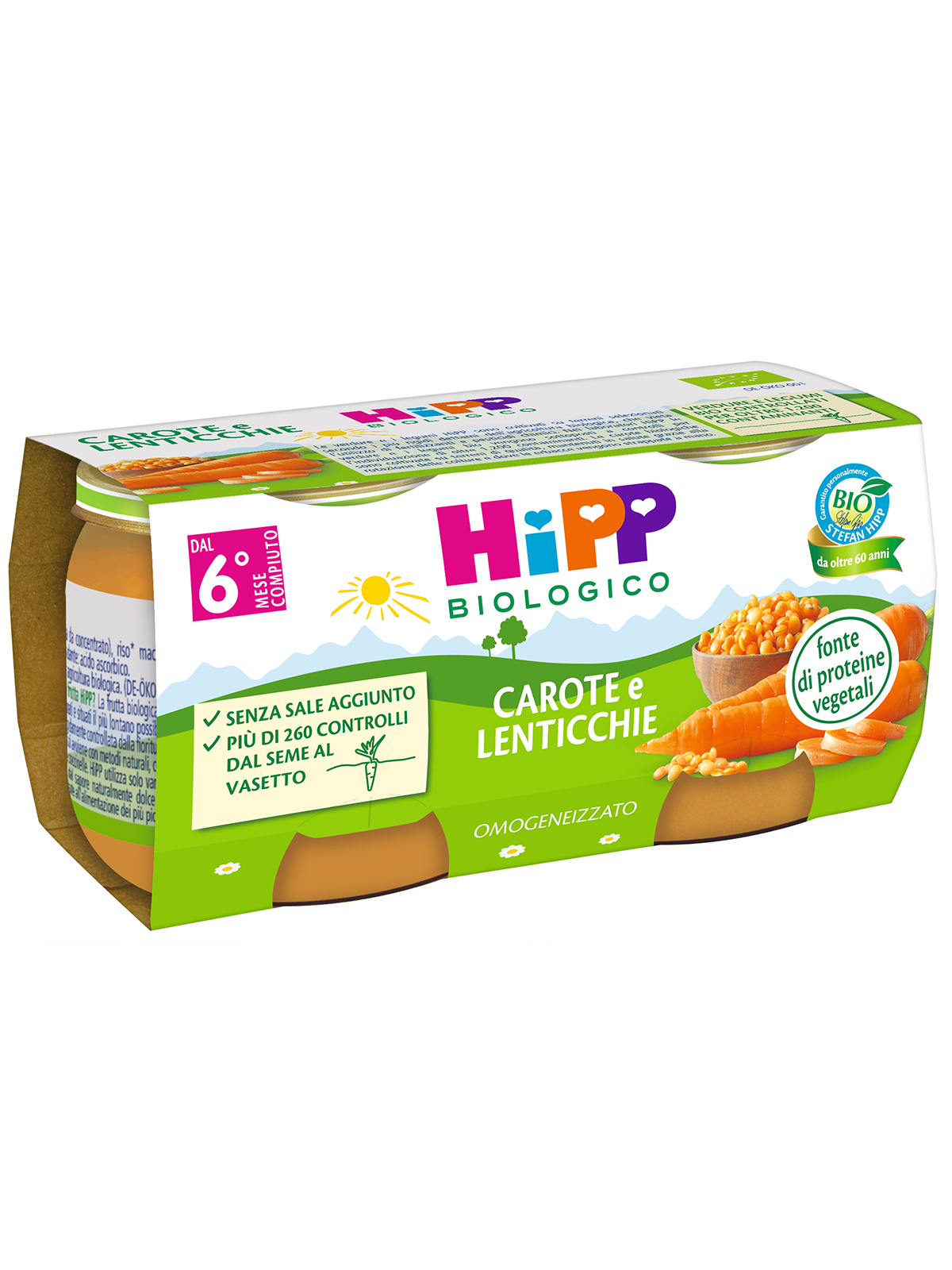 Hipp - omogeneizzato carote e lenticchie 2x80g - Hipp