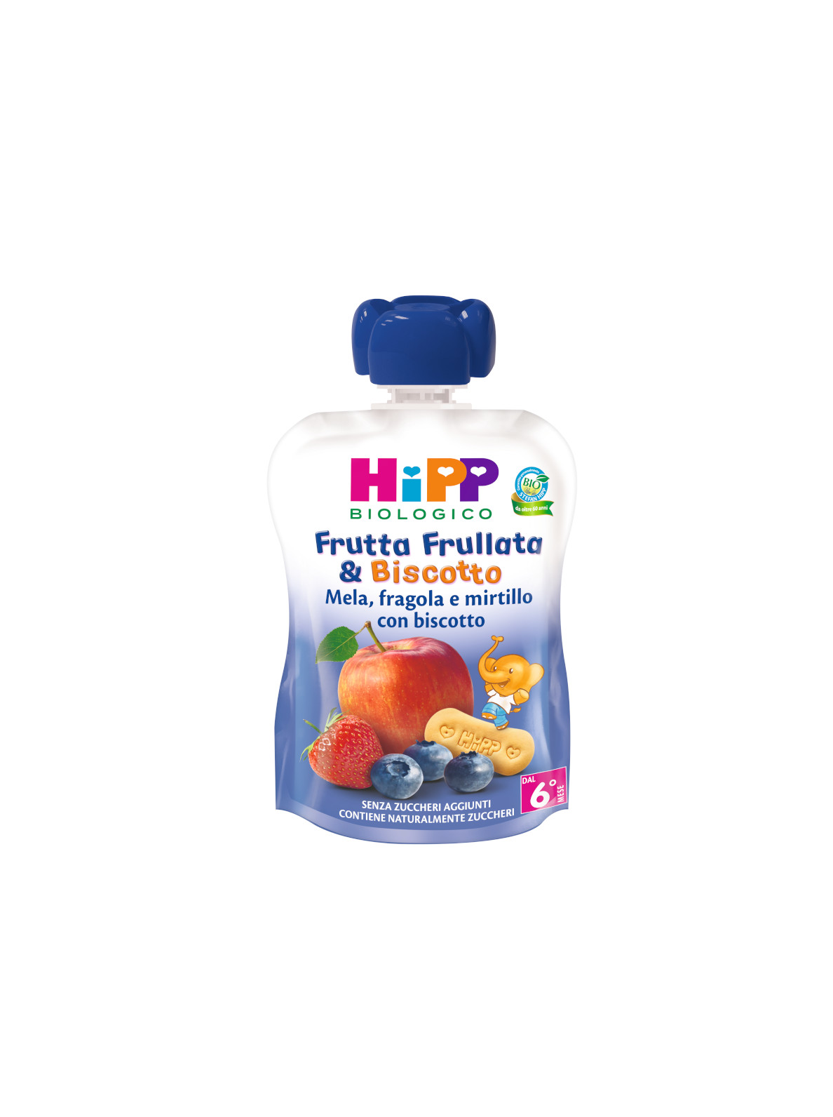 Hipp - Frutta Frullata & Biscotto - Mela, Fragola E Mirtillo Con Biscotto  90Gr - Bimbostore