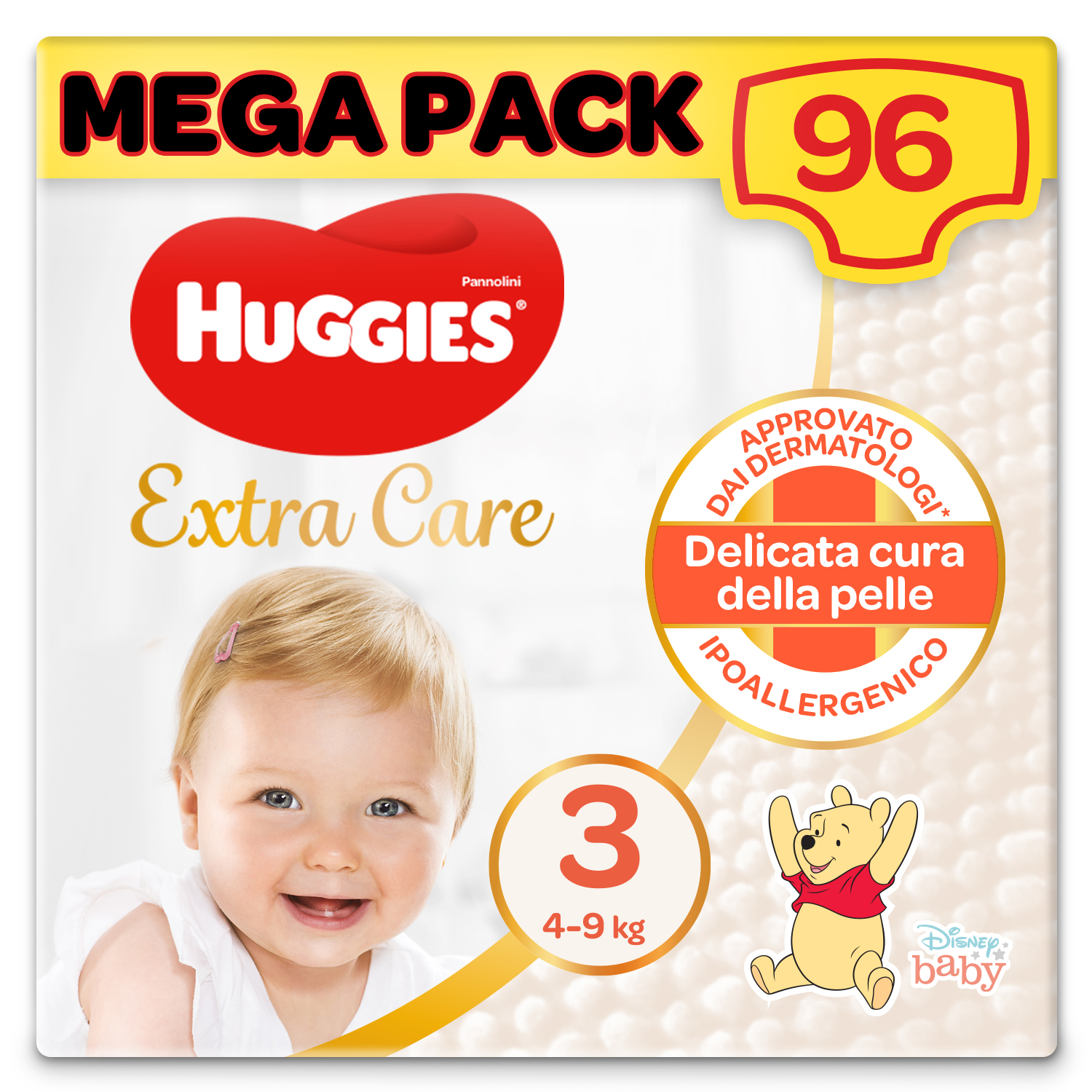 Huggies pannolini extra care mega pack. tg.3 (4-9 kg), 96 pannolini - Huggies