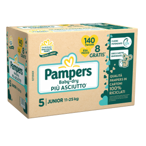 Pampers - baby dry junior, 140 pannolini, taglia 5 (11-25 kg) - Pampers