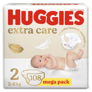 Huggies pannolini  extra care mega pack,tg.2 (3-6 kg),  108 pannolini - Huggies