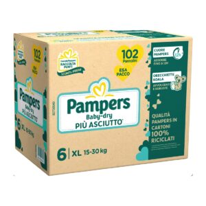 Pampers - baby dry extralarge, 102 pannolini, taglia 6 (15-30 kg) - Pampers
