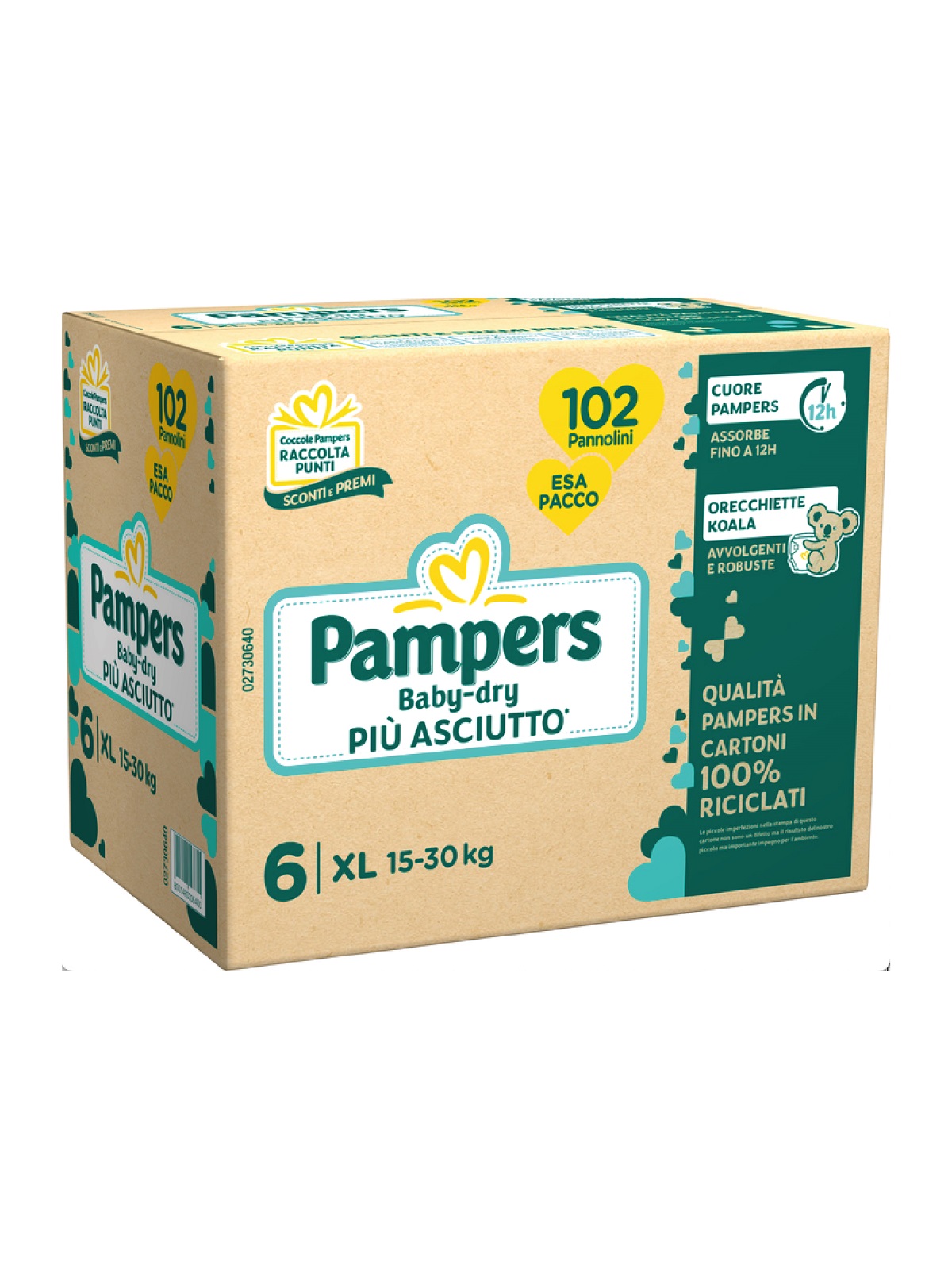 Pampers - baby dry extralarge, 102 pannolini, taglia 6 (15-30 kg) - Pampers
