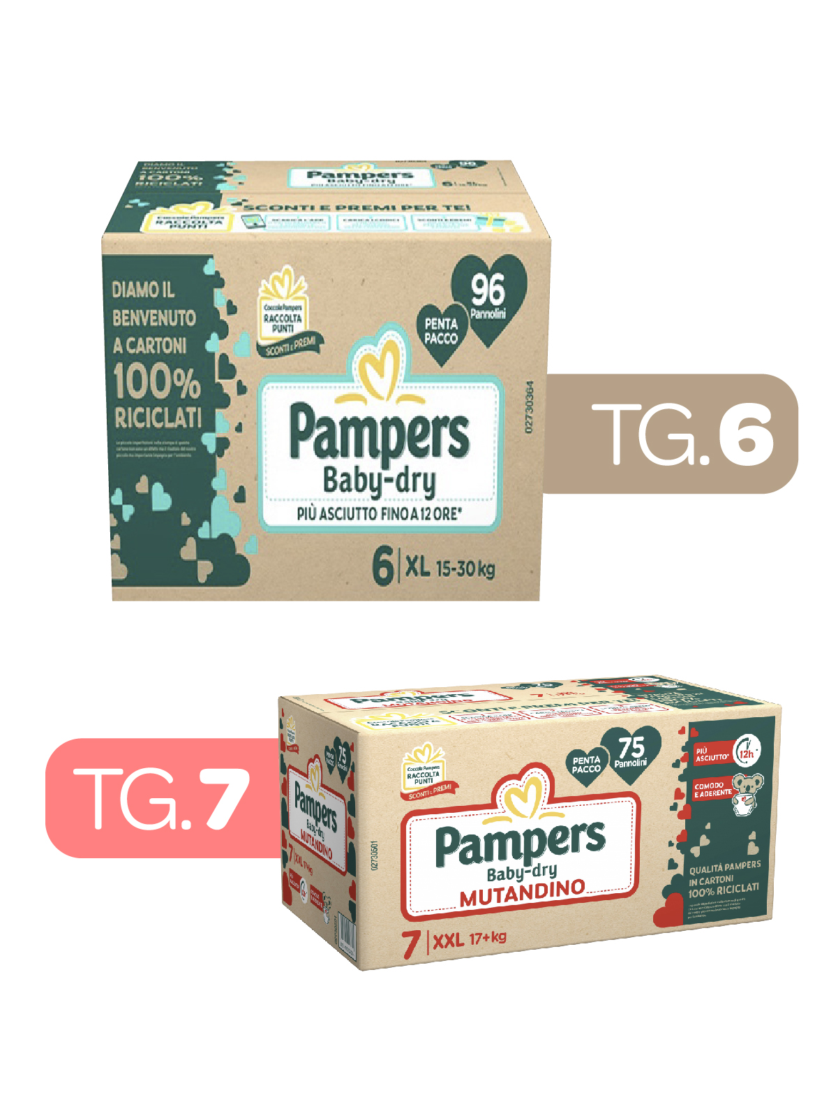 Pampers – baby dry tradizionale tg. 6 x96 pz + mutandino baby dry tg. 7 x75 pz - 