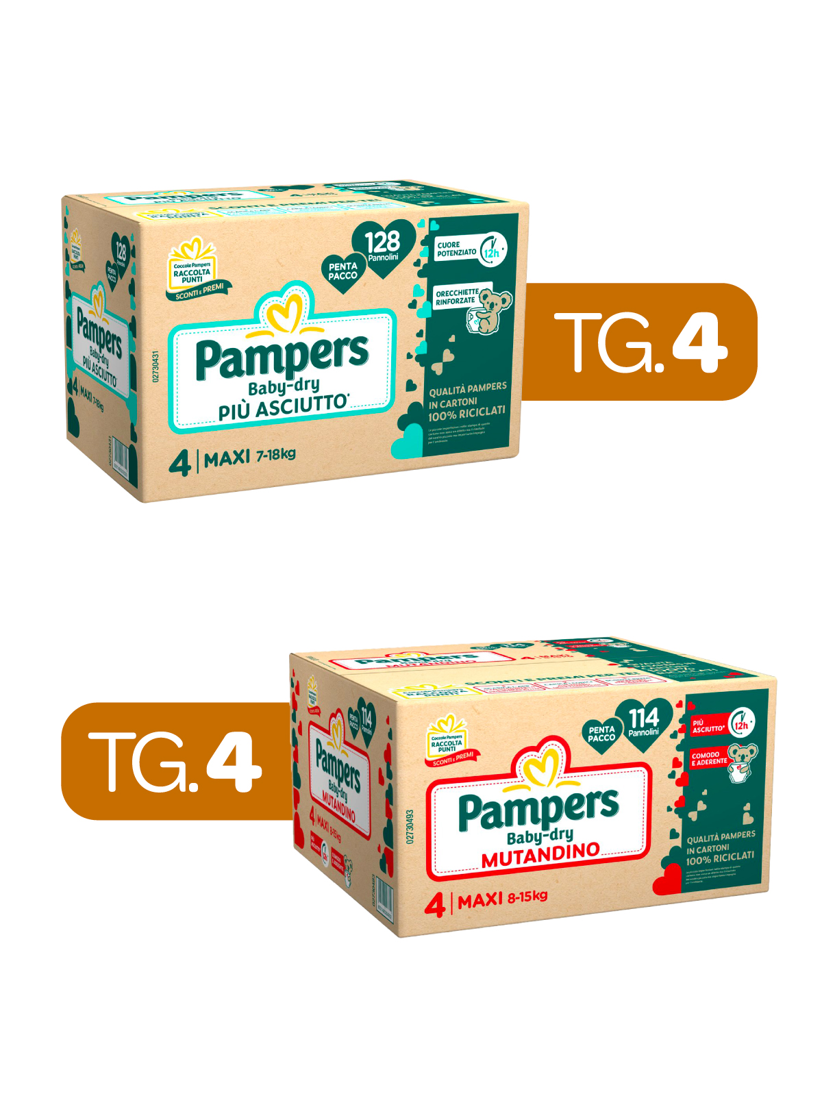 Pampers – baby dry tradizionale tg. 4 x128 pz + mutandino baby dry tg. 4 x114 pz - 