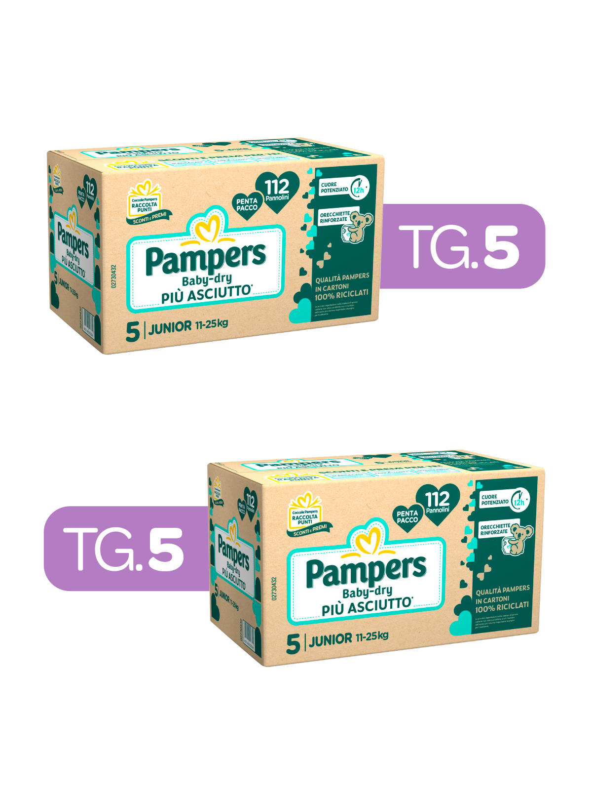 Pampers – 2 pack baby dry tg.5 x112 pz - 
