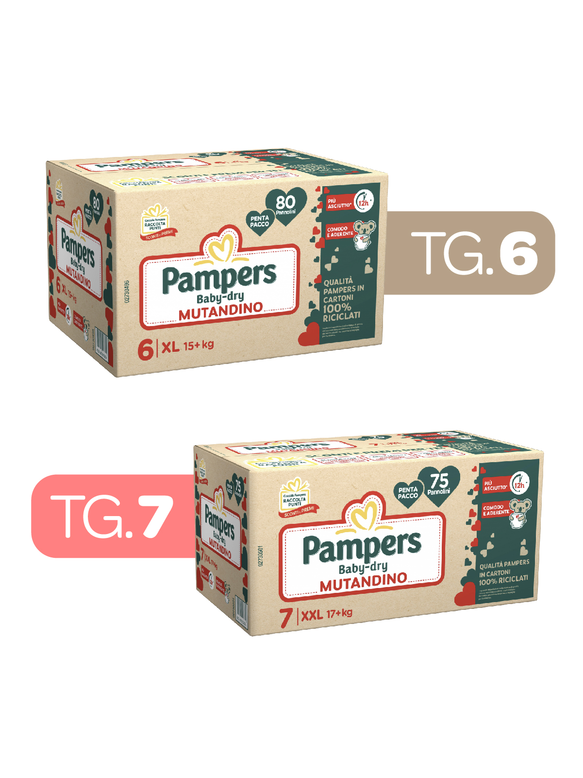 Pampers – baby dry mutandino tg. 6 x80 pz + mutandino baby dry tg. 7 x75 pz - 