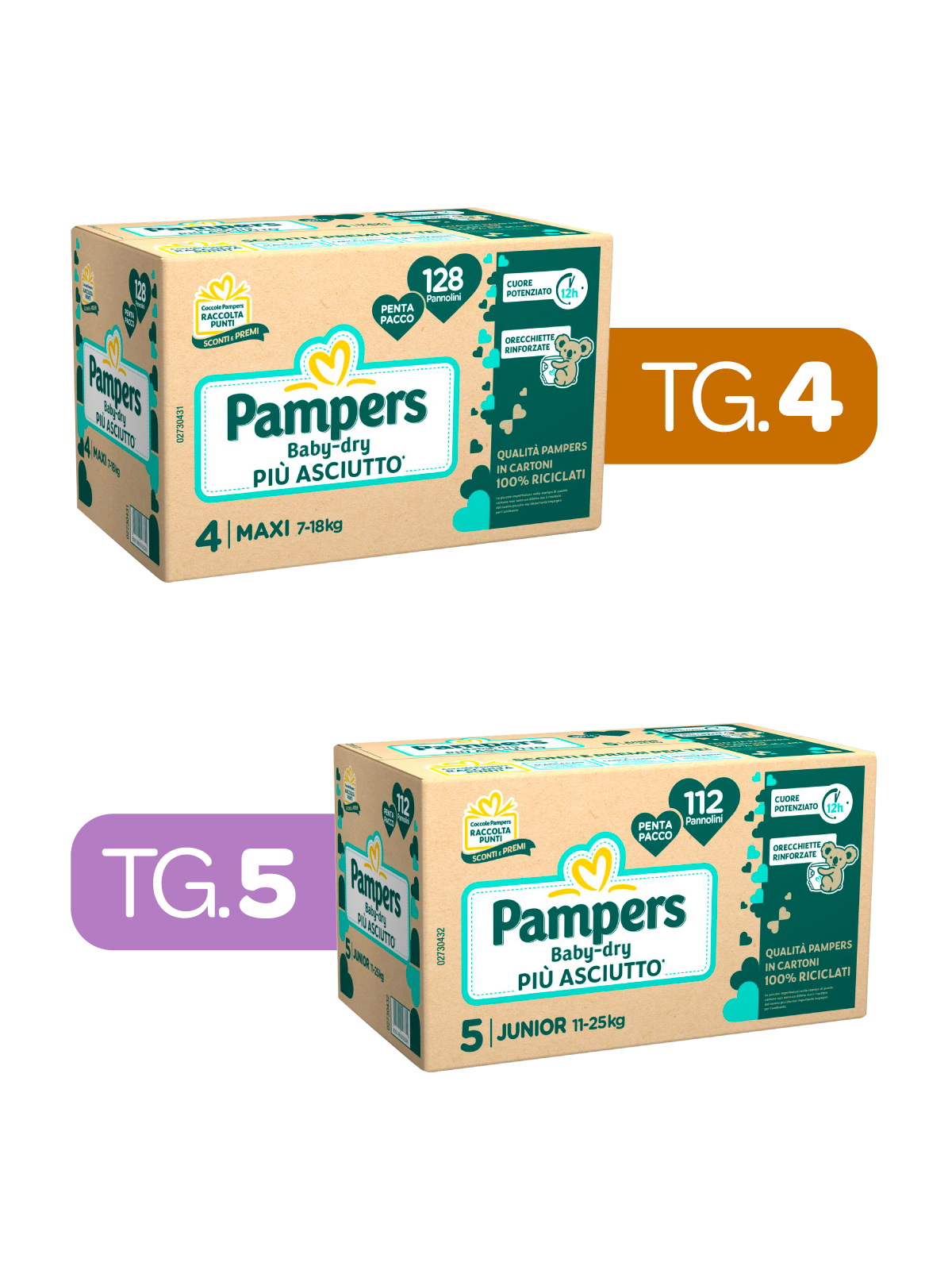 Pampers – baby dry tradizionale tg. 4 x128 pz + tradizionale tg. 5 x112 pz - 