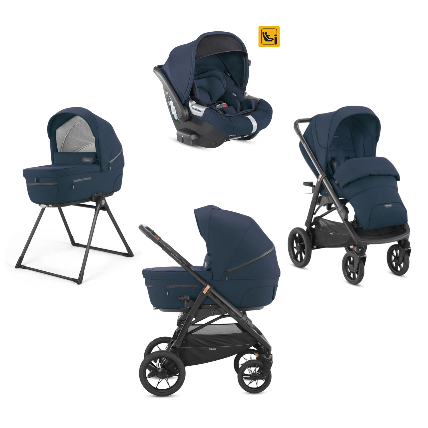 Aptica xt system quattro con seggiolino darwin infant i-size - colore polar blue - Inglesina