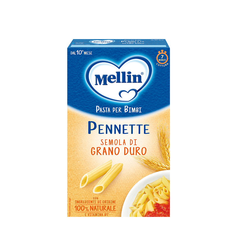 Mellin - la pasta dei bimbi 100% naturale pennette con farina di semola di grano duro 280g - Mellin
