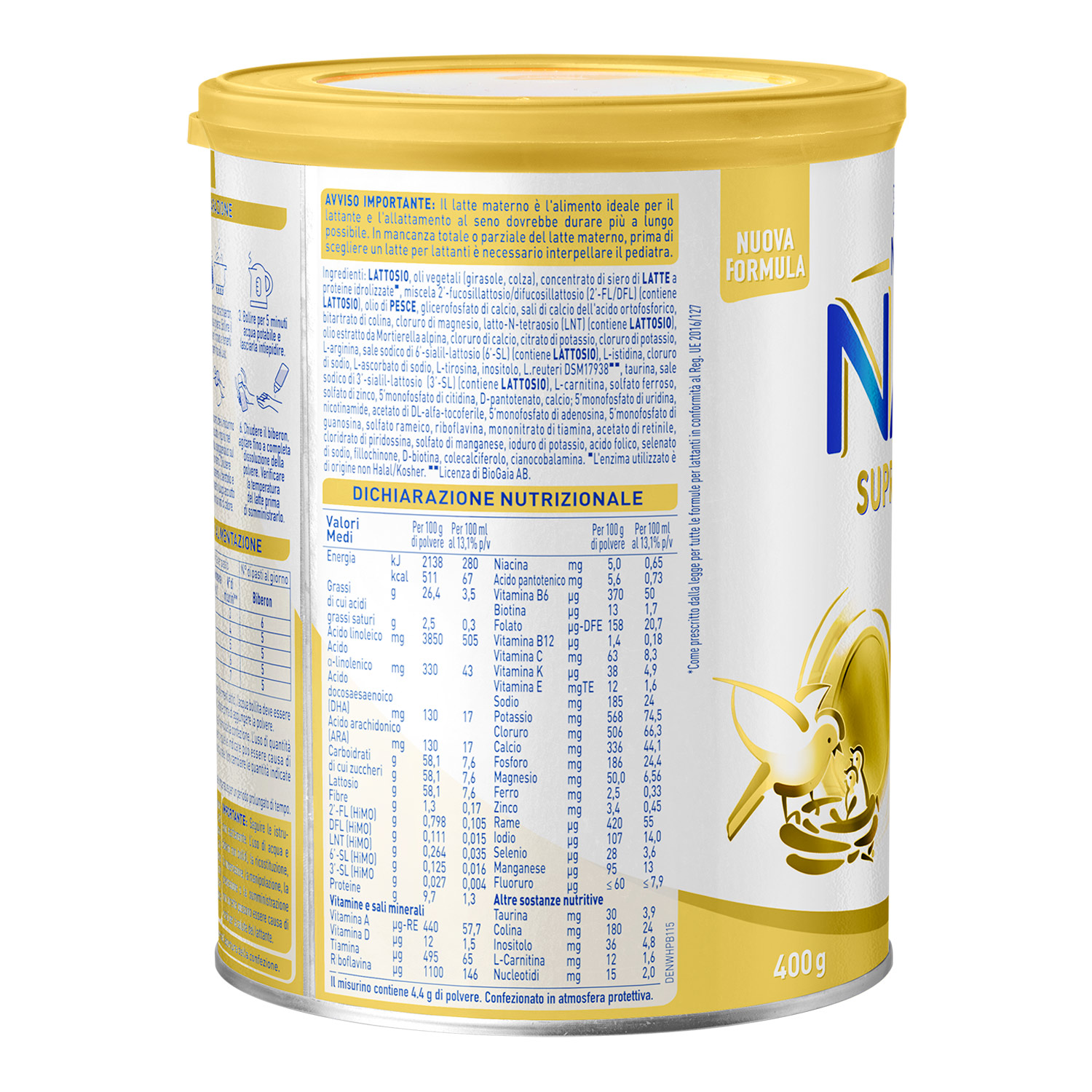 Nestlé nan supremepro 1, dalla nascita. latte per lattanti in polvere, latta da 400g - Nestlé