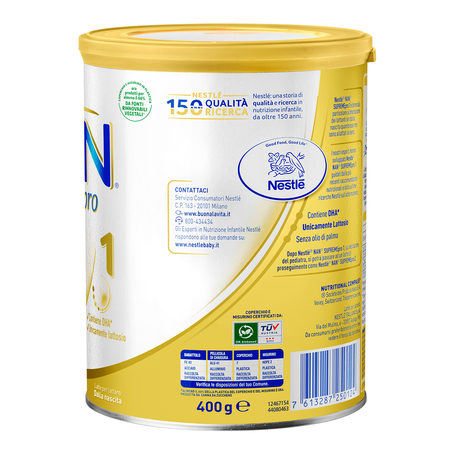 Nestlé nan supremepro 1, dalla nascita. latte per lattanti in polvere, latta da 400g - Nestlé