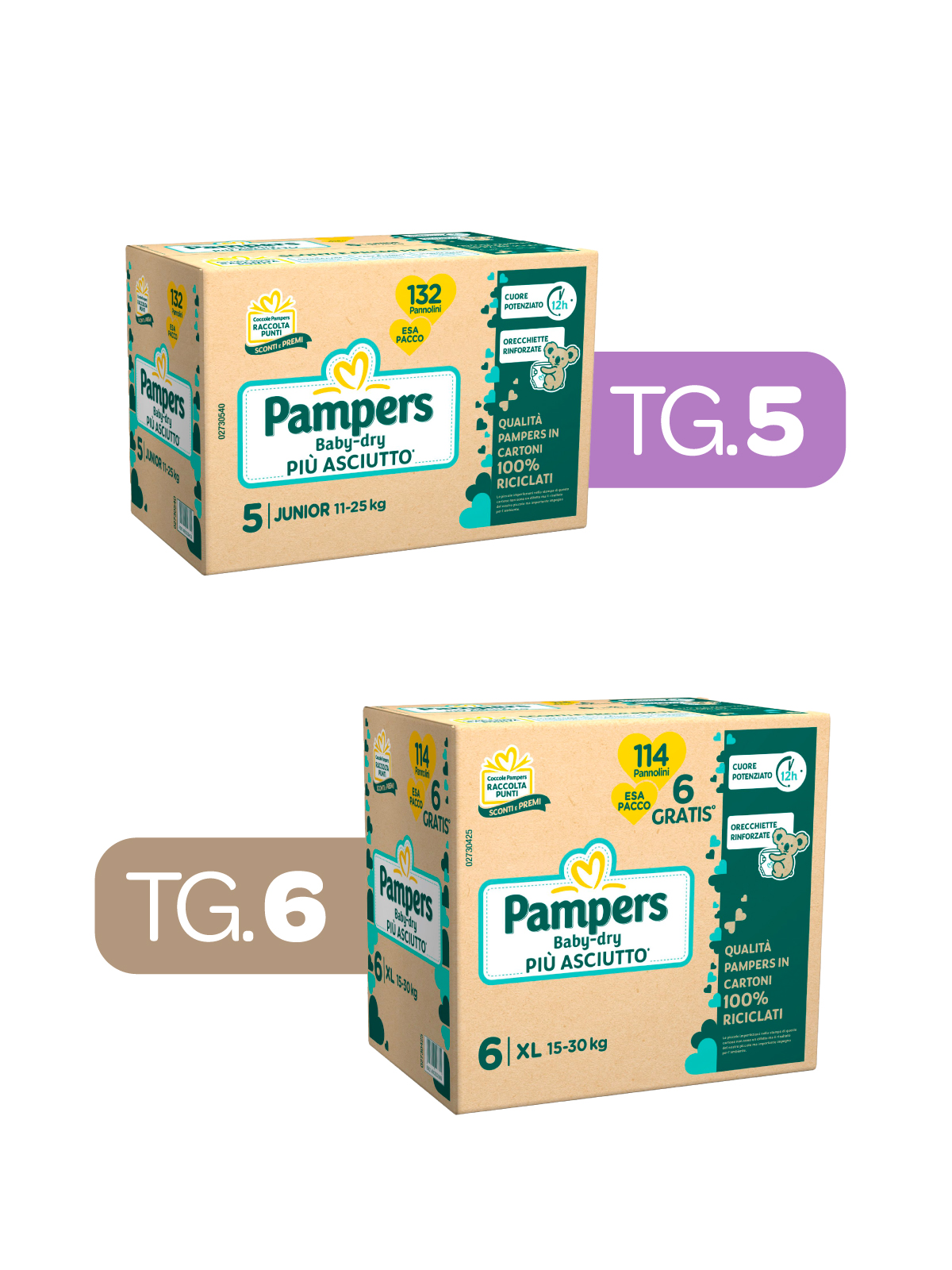 Pampers - esapack  baby dry junior x132 e pampers e baby dry xl x114 - 