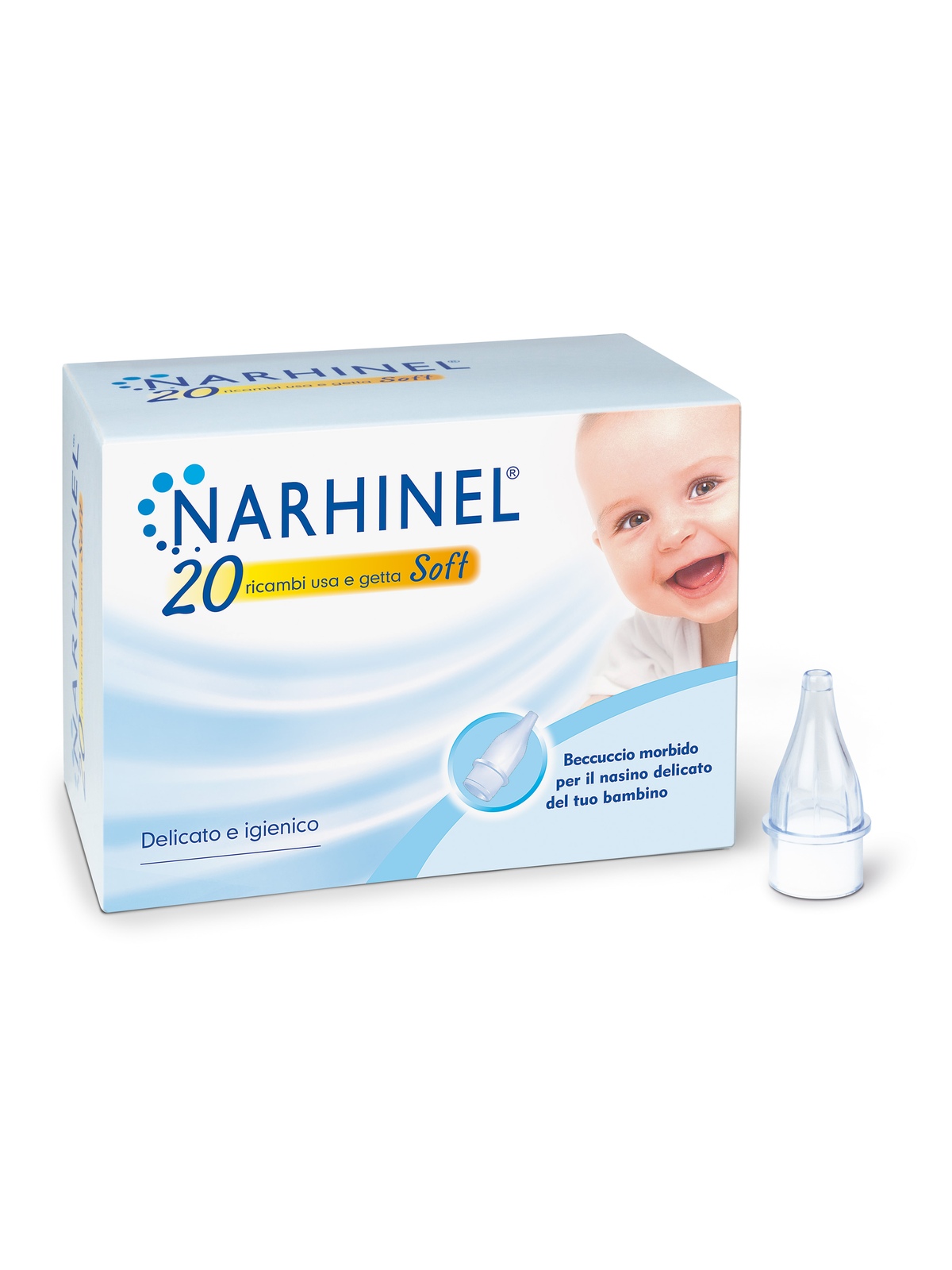 Narhinel 20 ricambi per aspiratore nasale per neonati e bambini con filtro assorbente per trattenere il muco, usa e getta, soft - NARHINEL