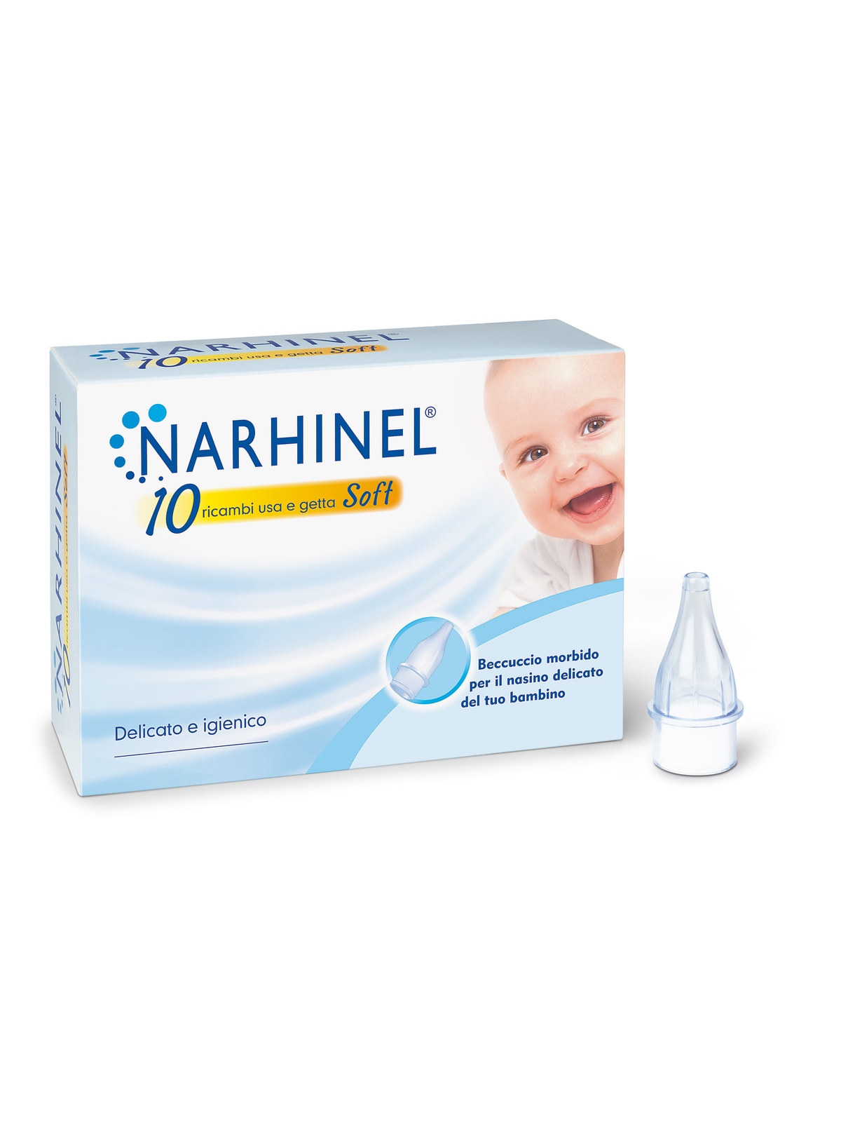 Narhinel 10 ricambi per aspiratore nasale per neonati e bambini con filtro assorbente per trattenere il muco, usa e getta, soft - NARHINEL