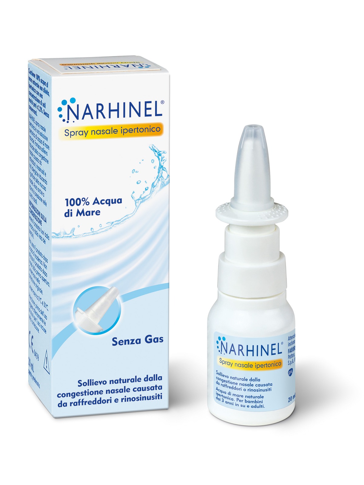 Narhinel spray nasale ipertonico, soluzione ipertonica di acqua di mare, per un sollievo dal naso chiuso dovuto a raffreddore, rinosinusite e rinite allergica, 20 ml - NARHINEL