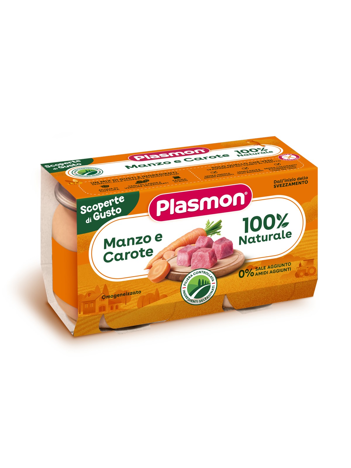 Plasmon - manzo con carote 2x120gr - PLASMON