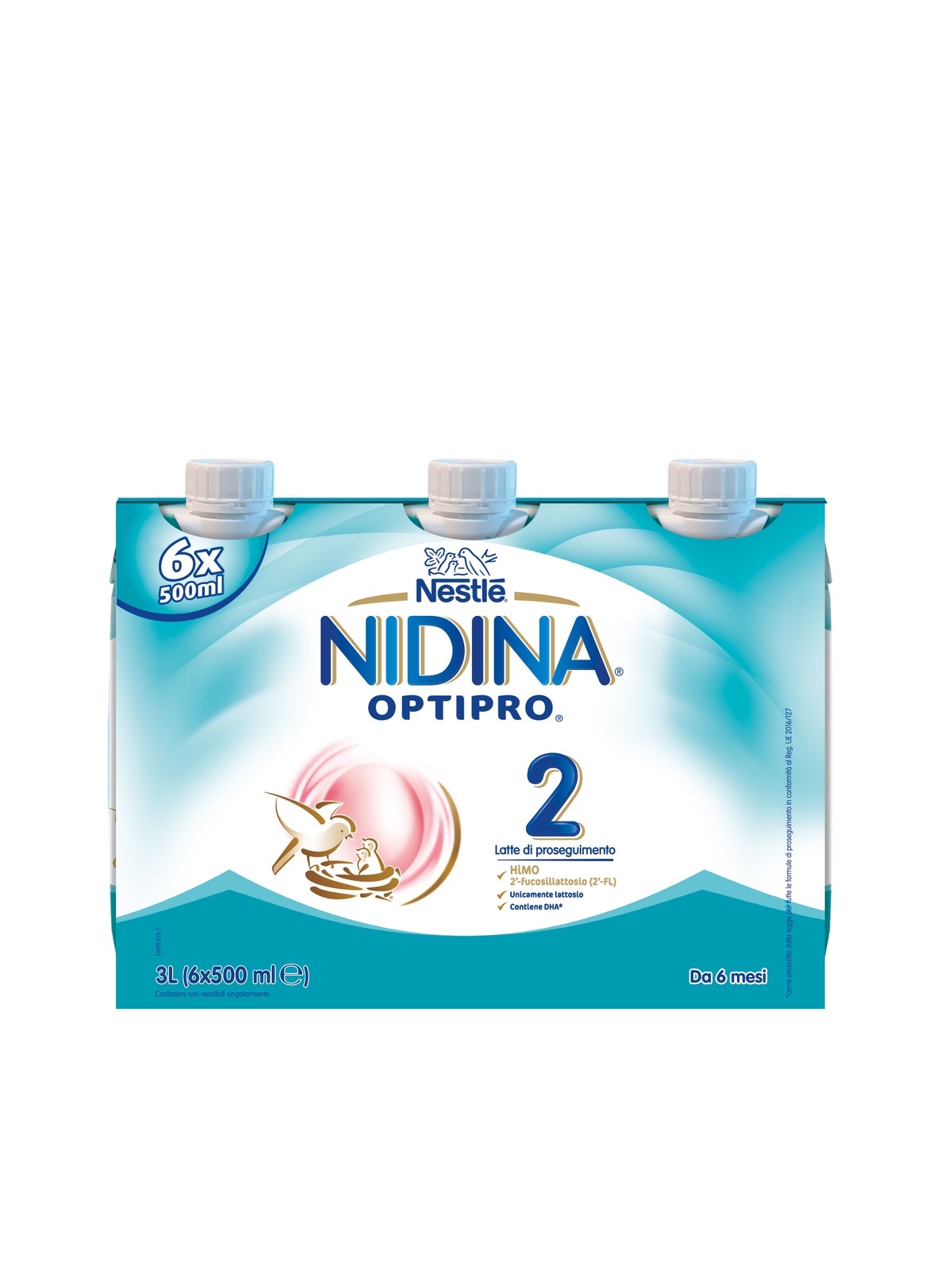 Nestle' nidina optipro 2 da 6 mesi, latte di proseguimento liquido, 6 brick  da 500ml - Bimbostore