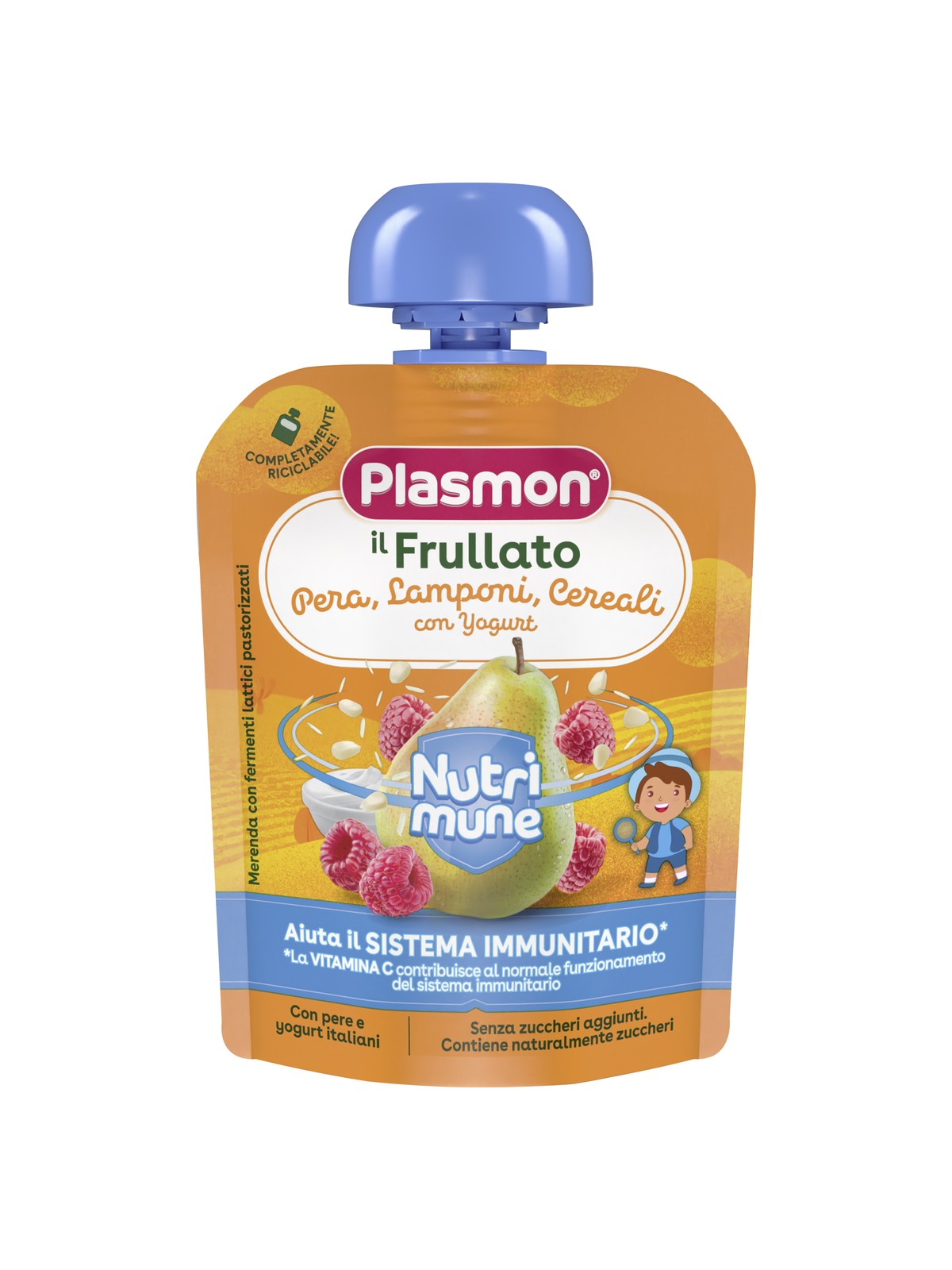 Plasmon il frullato pera, lamponi cereali con yogurt - 85g - PLASMON