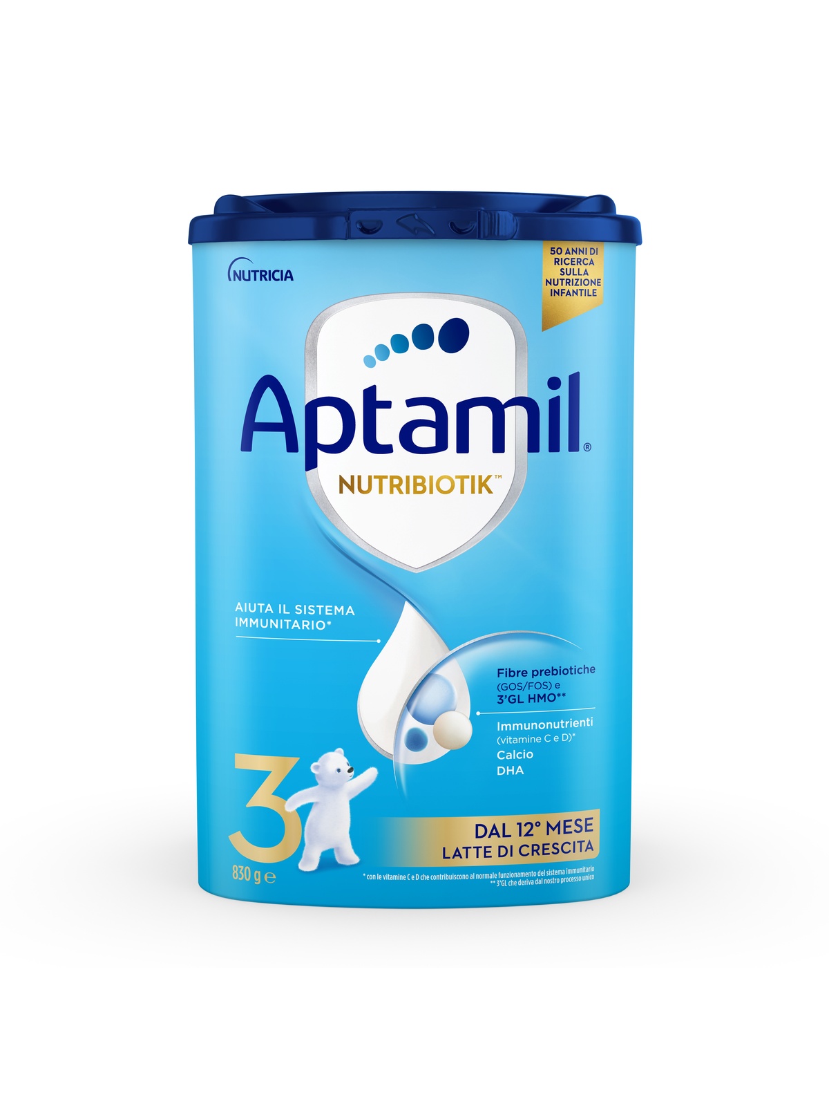 Aptamil nutribiotik 3 - latte di crescita in polvere per bambini dal 12° mese compiuto - 830g - Aptamil