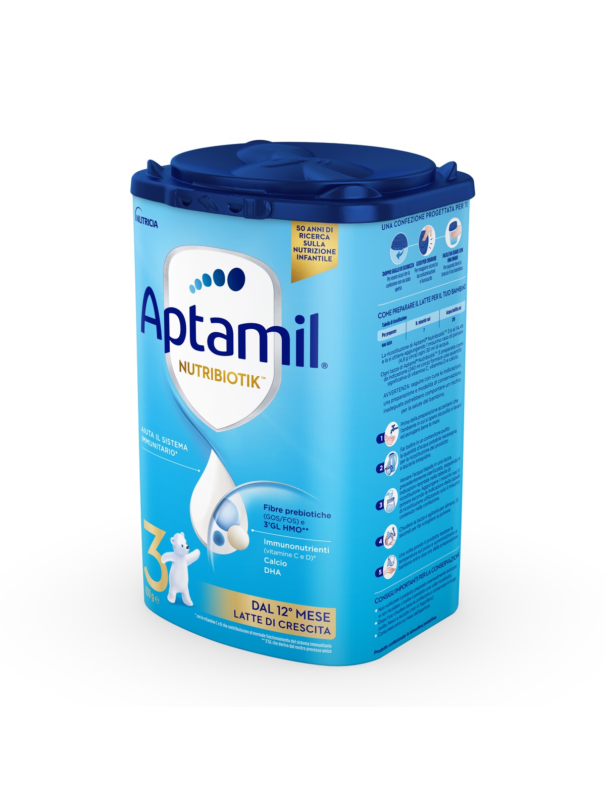 Aptamil nutribiotik 3 - latte di crescita in polvere per bambini dal 12° mese compiuto - 830g - Aptamil