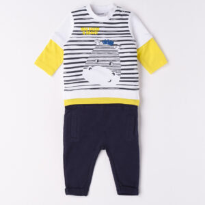 Mignolo  tuta con maglia felpa rigata pant blu - Mignolo