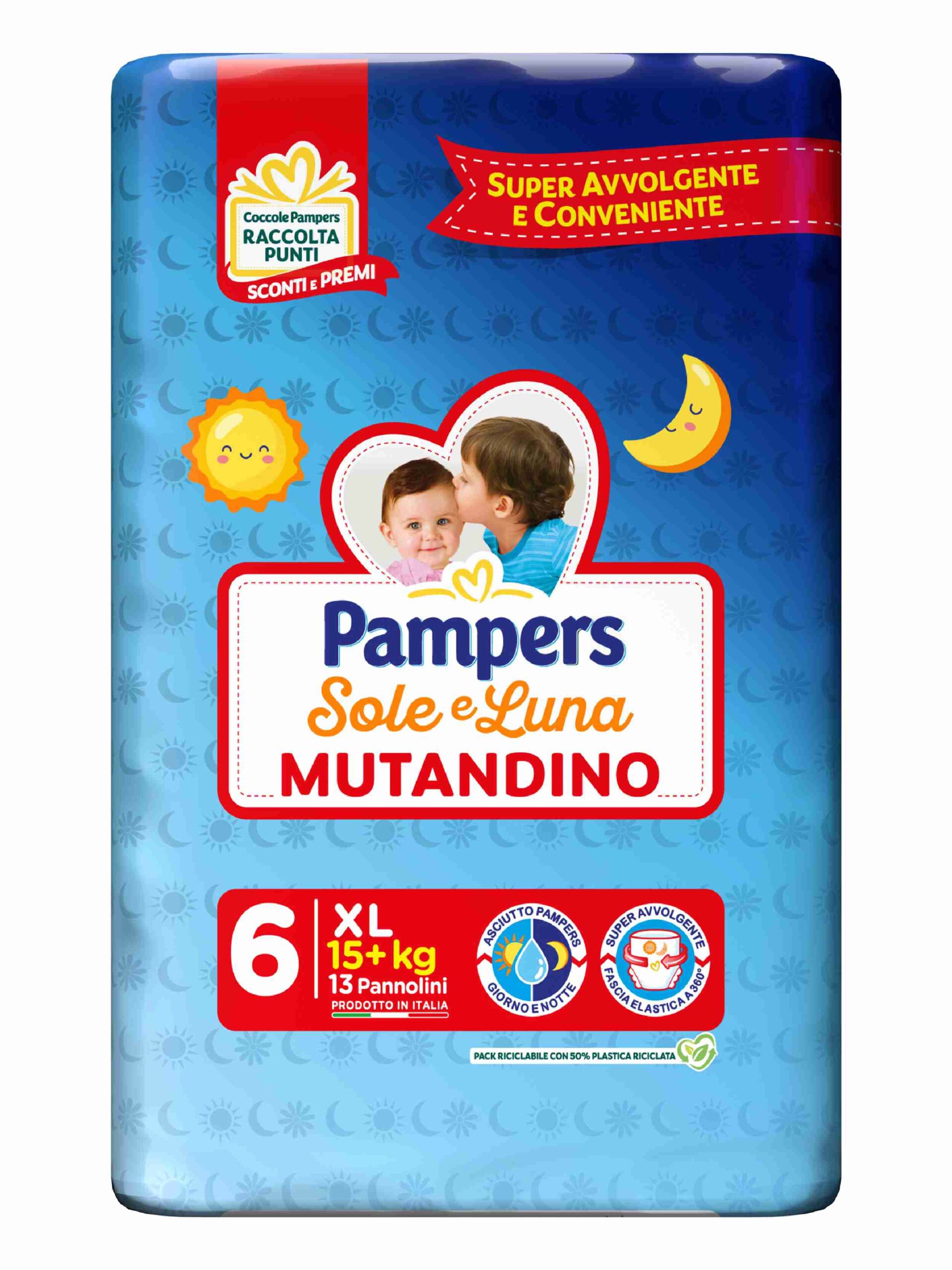 PANNOLINI PAMPERS MUTANDINO tg 6 EXTRALARGE (15+kg) 60 pz PACCO SCORTA
