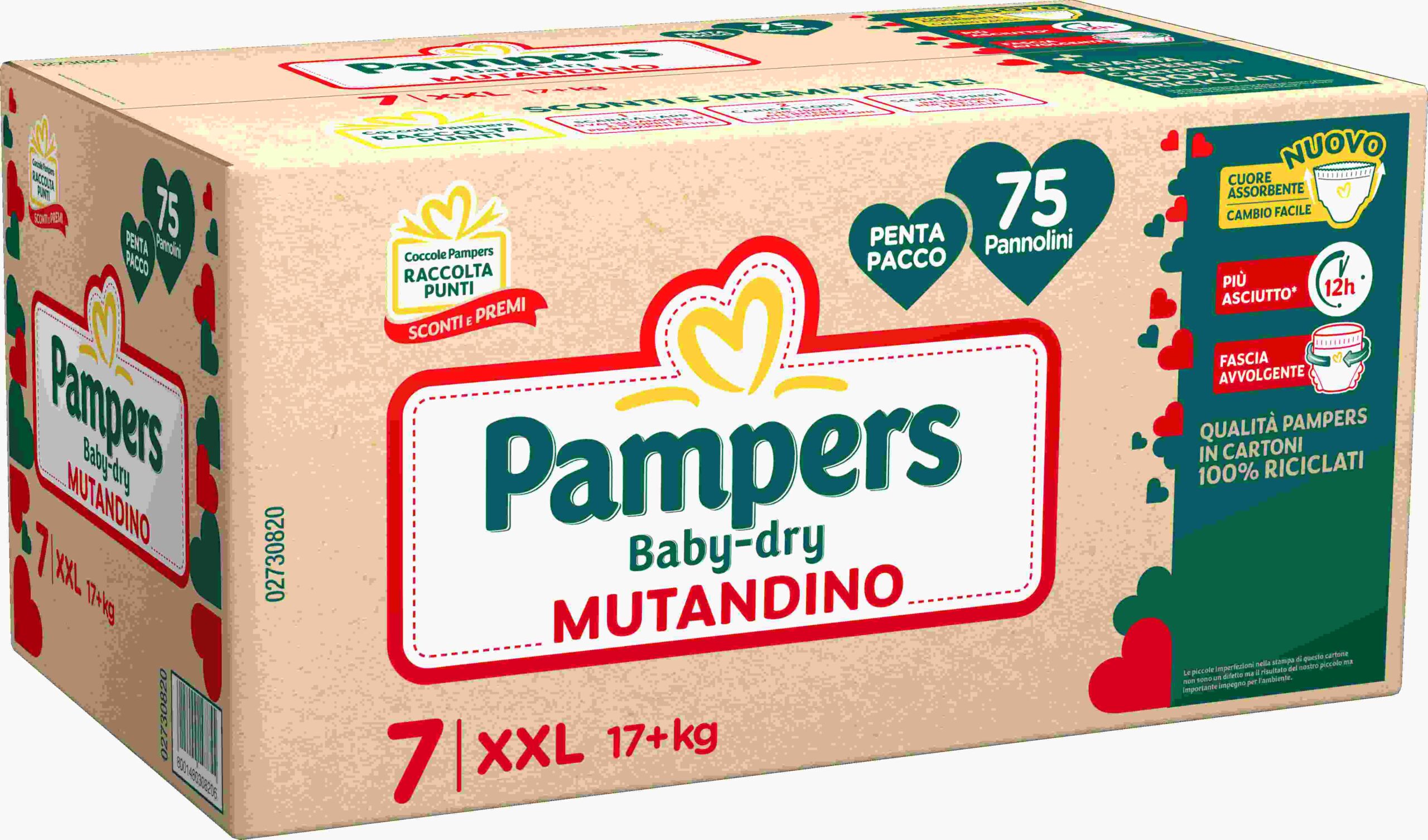 Pampers baby-dry mutandino penta xxl 75 pz