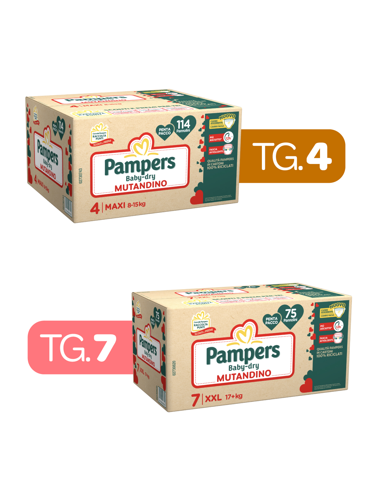 Pampers - baby dry mut penta maxi x114 + baby dry mut penta xxl x75 -