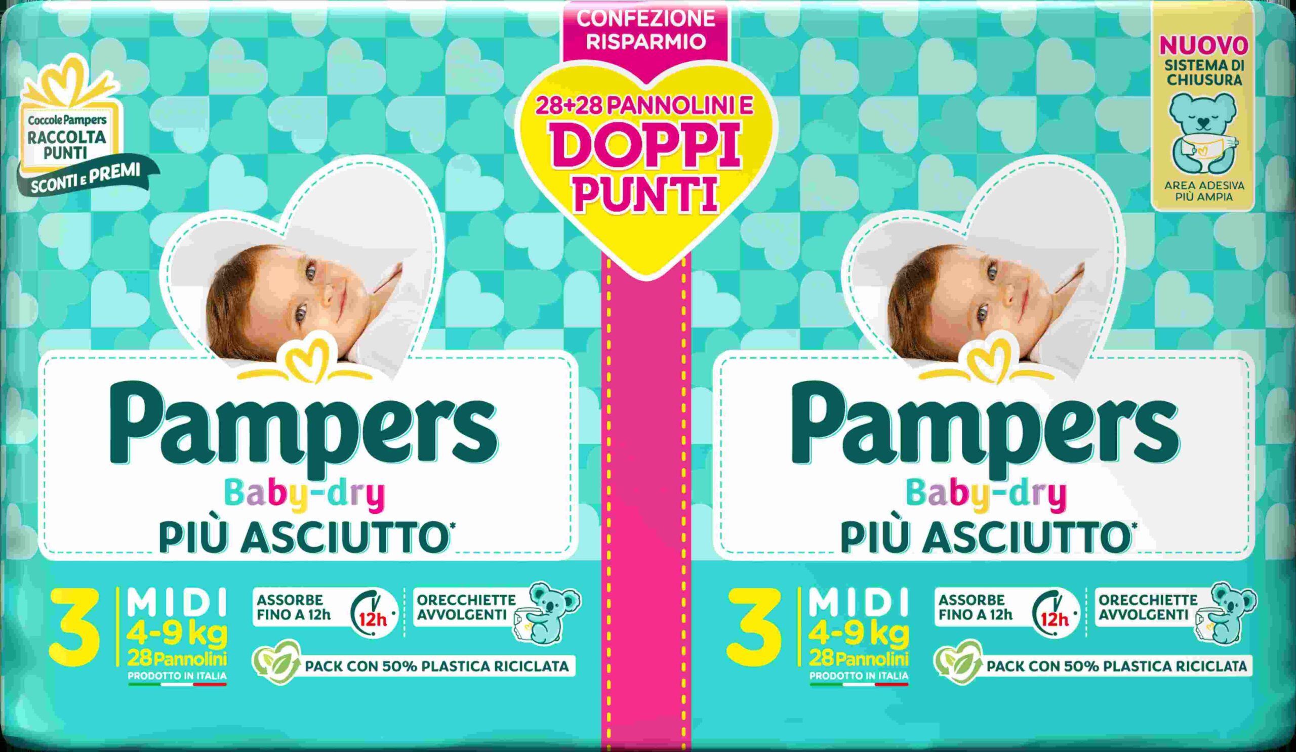 Pampers baby-dry tg. 3 midi 4-9kg - 28+28 pz - Pampers