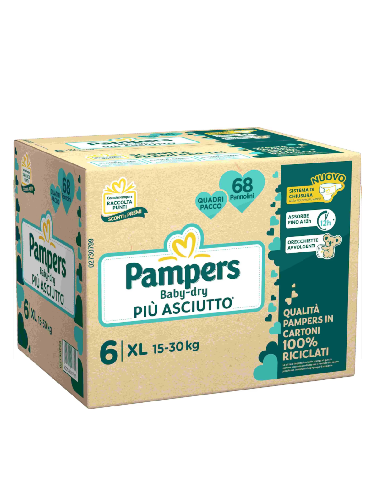 Pampers baby-dry quadri xl 68 pz - Pampers