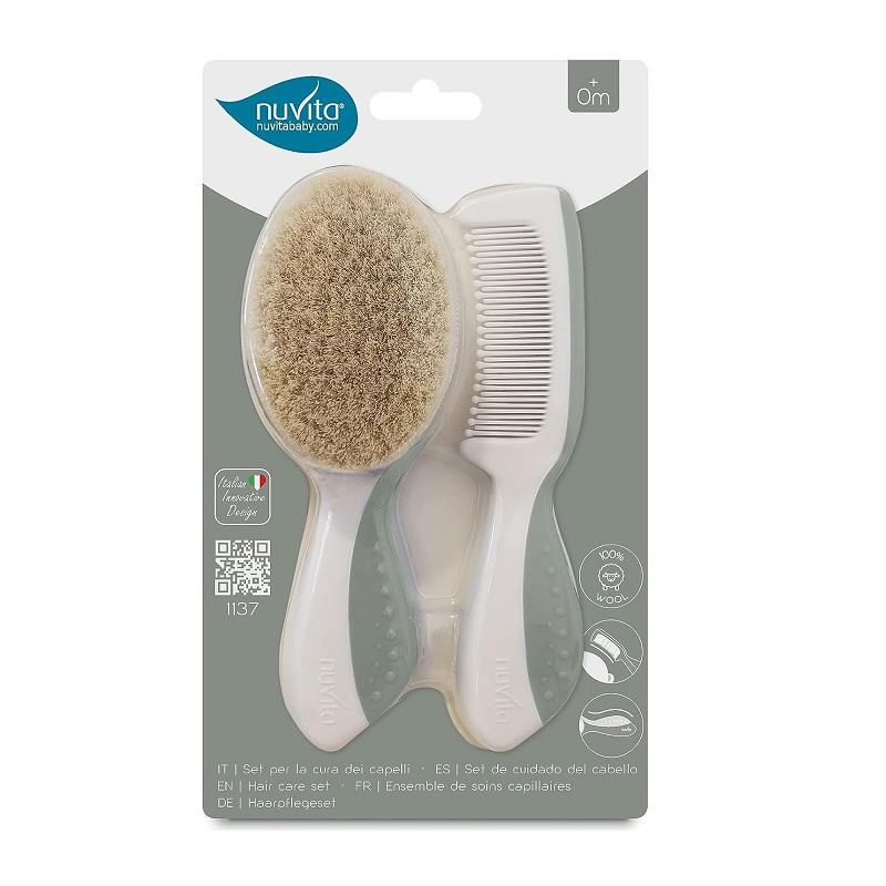 Set Pettine E Spazzola Per Neonati Rotho Babydesign Con Setole Naturali, Bianco, Cura Delicata Dei Capelli